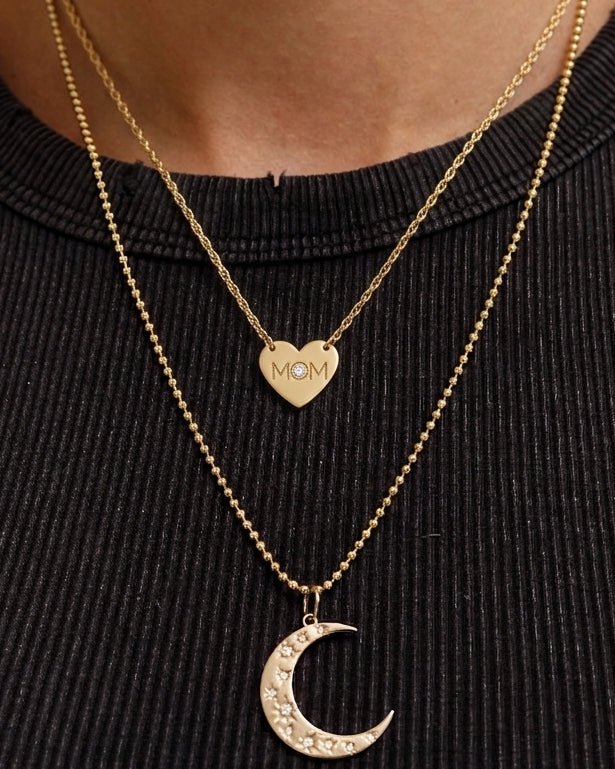 Gold and Diamond Heart Mom Necklace - Sparkle Society