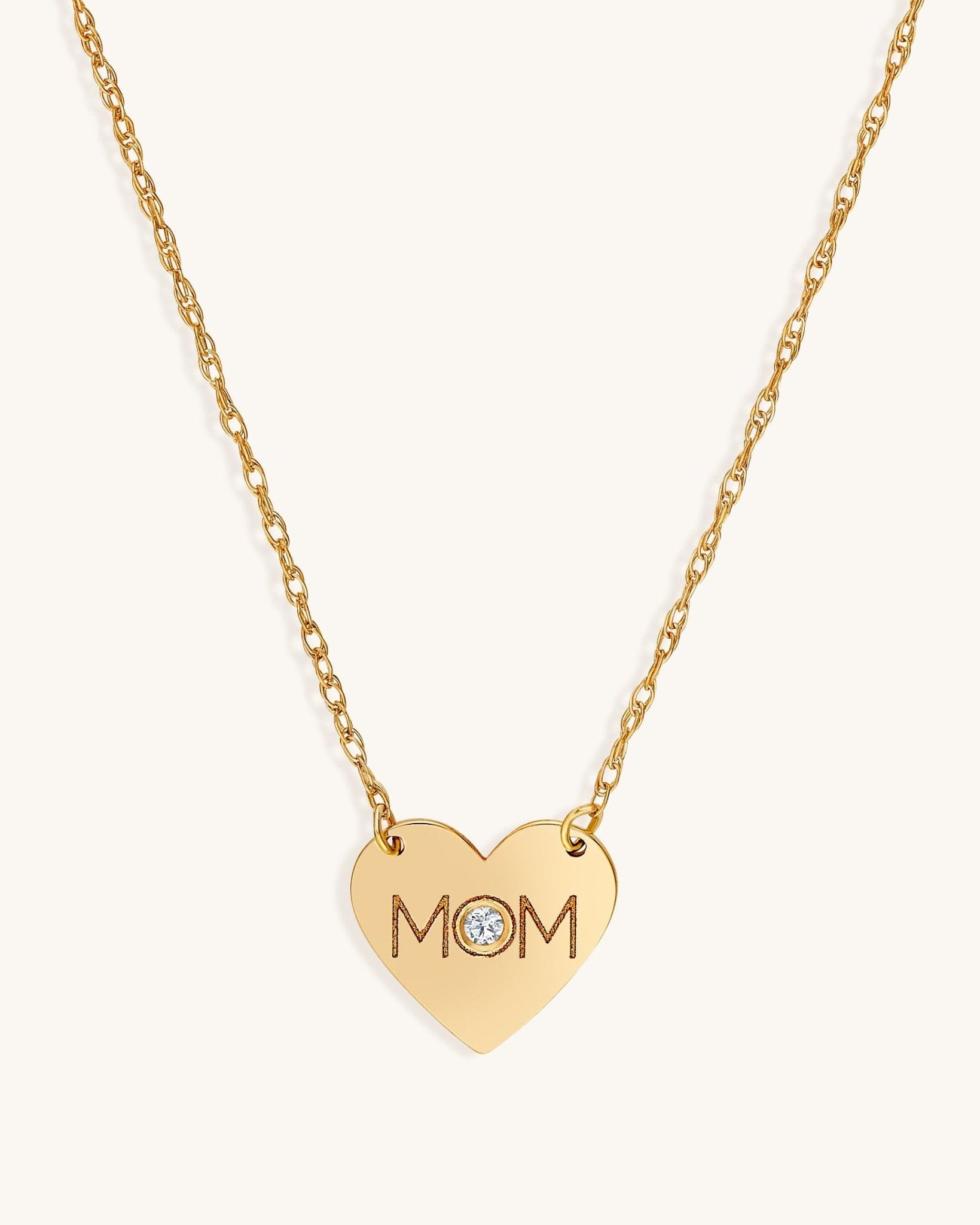 Gold and Diamond Heart Mom Necklace - Sparkle Society