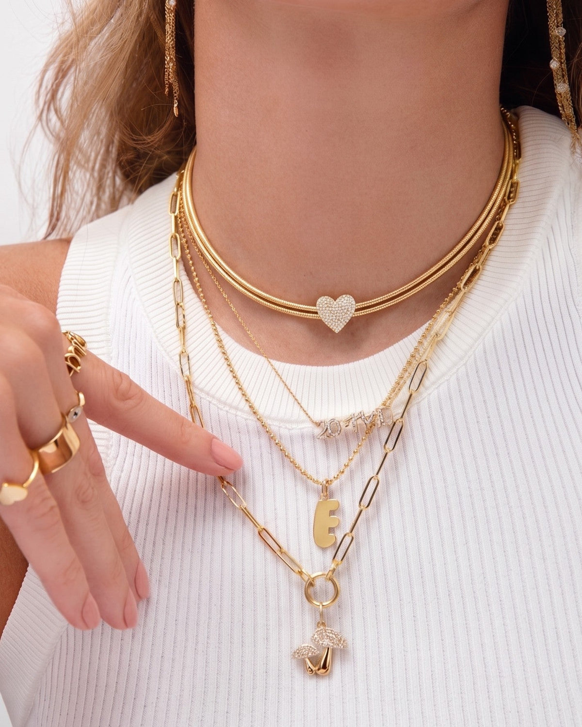 Gold and Diamond Heart Omega Necklace - Sparkle Society