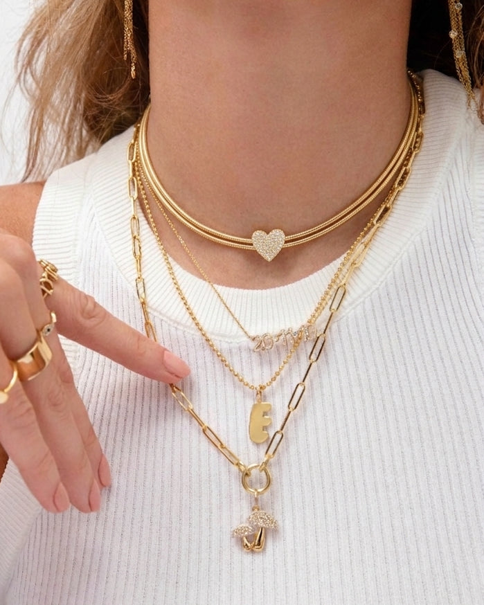 Gold and Diamond Heart Omega Necklace - Sparkle Society
