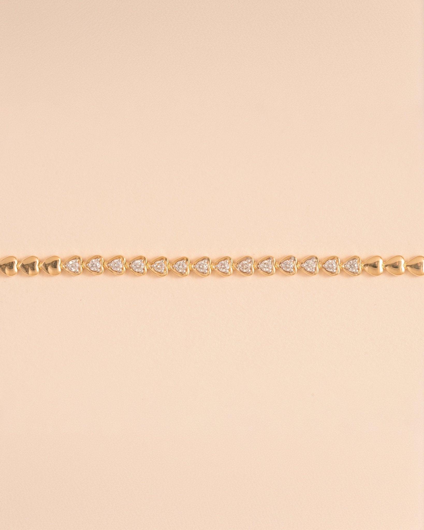 Gold and Diamond Heart Tennis Bracelet - Sparkle Society