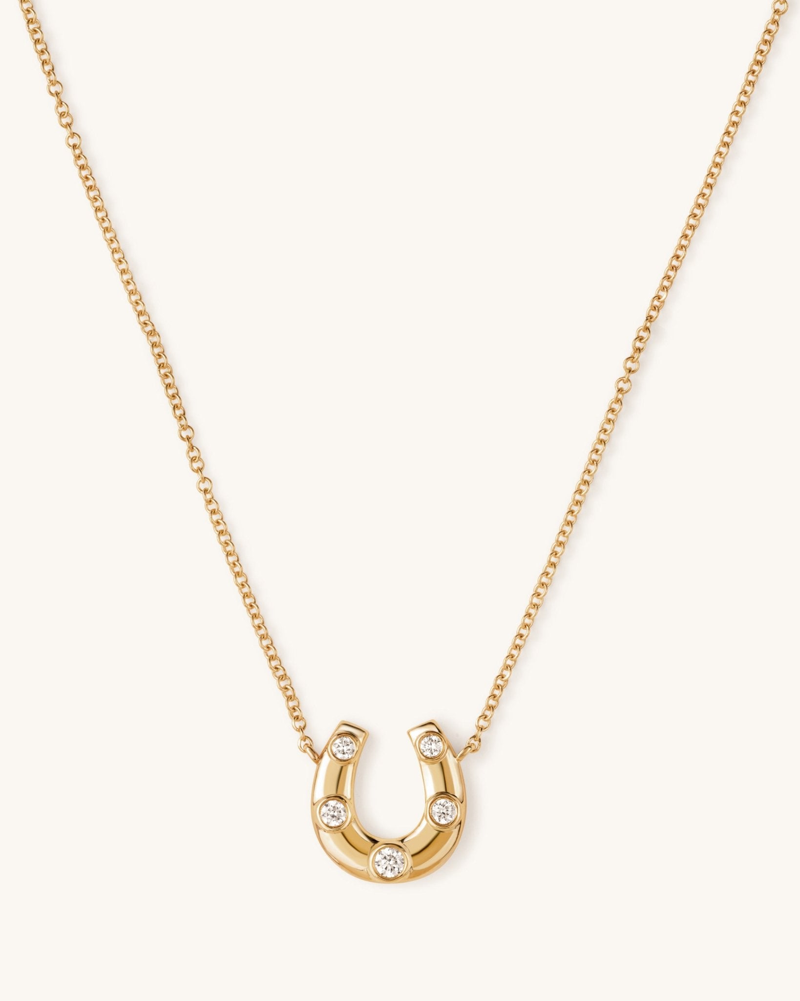 Gold and Diamond Horseshoe Necklace - Sparkle Society
