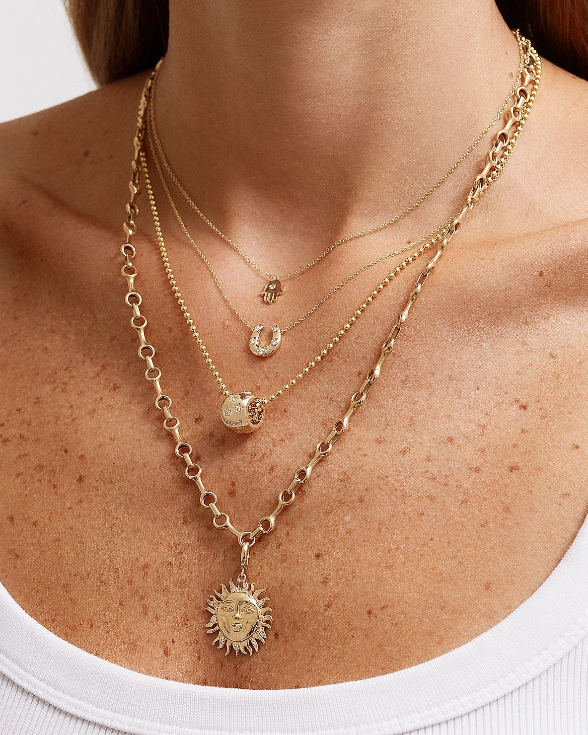 Gold and Diamond Horseshoe Necklace - Sparkle Society