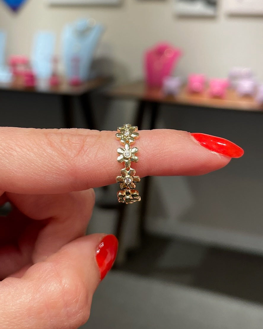 Gold and Diamond Multi Flower Ring - Sparkle Society