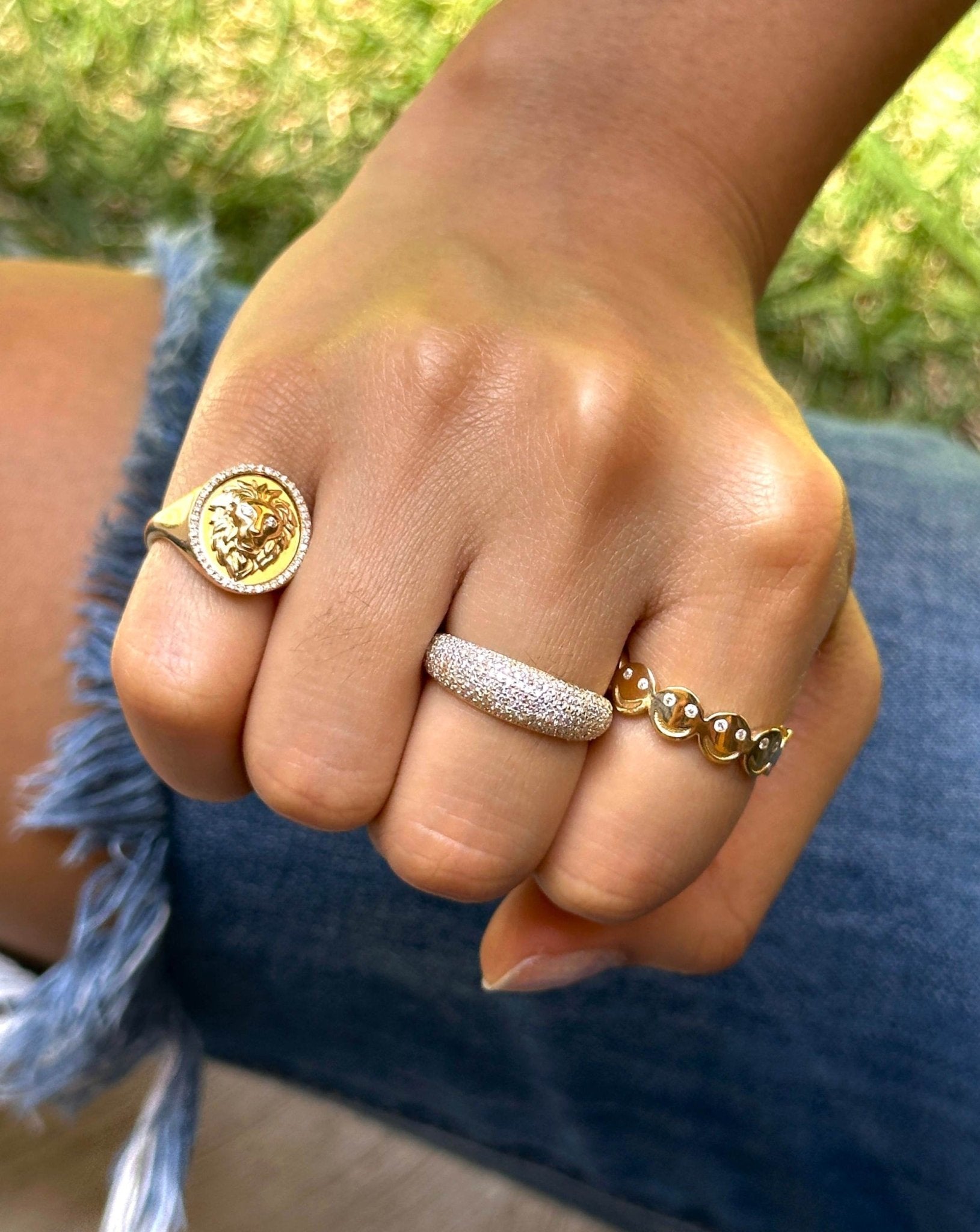 Gold and Diamond Multi Smiley Face Ring - Sparkle Society