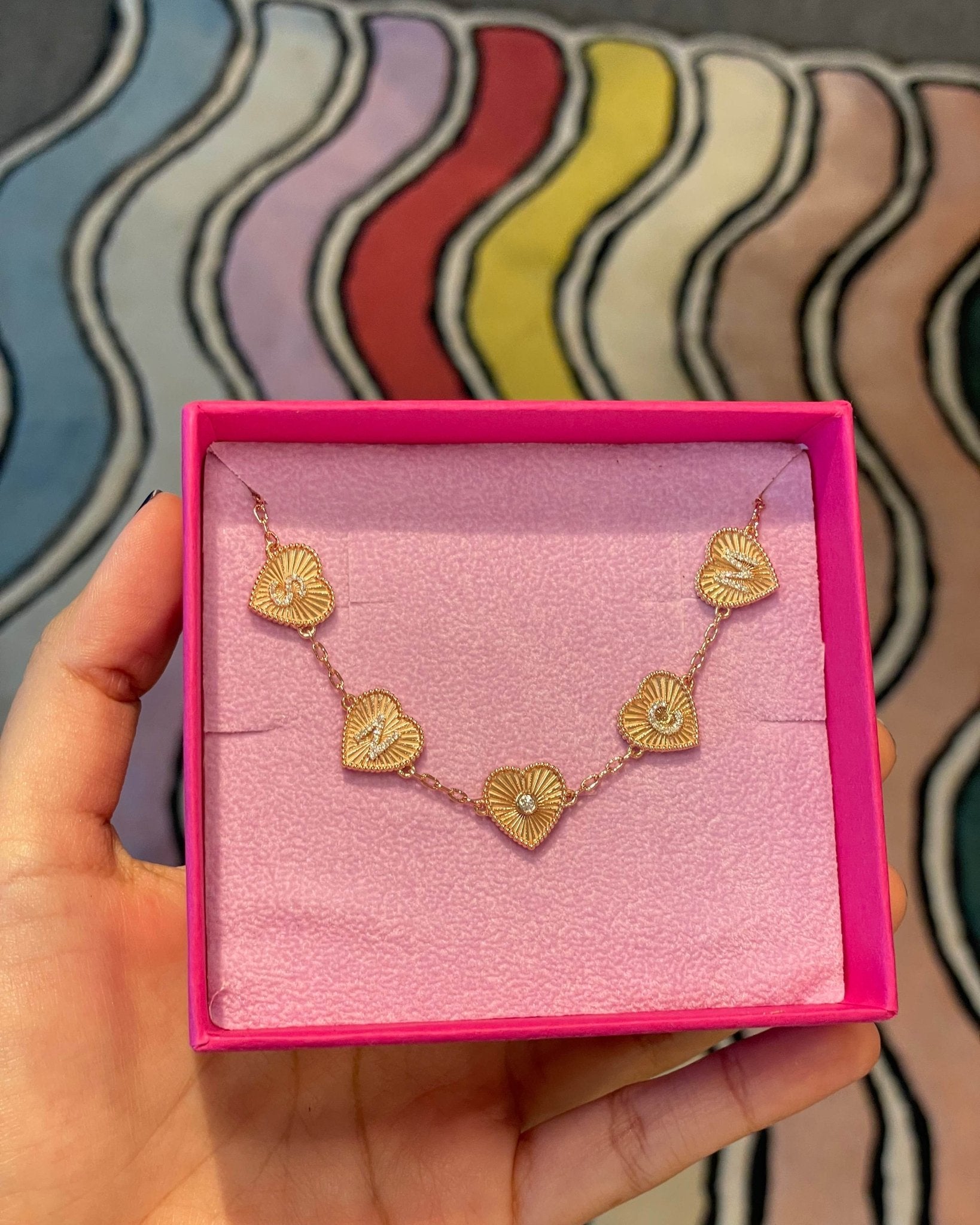 Gold And Diamond Radiant Custom Hearts Bracelet - Sparkle Society