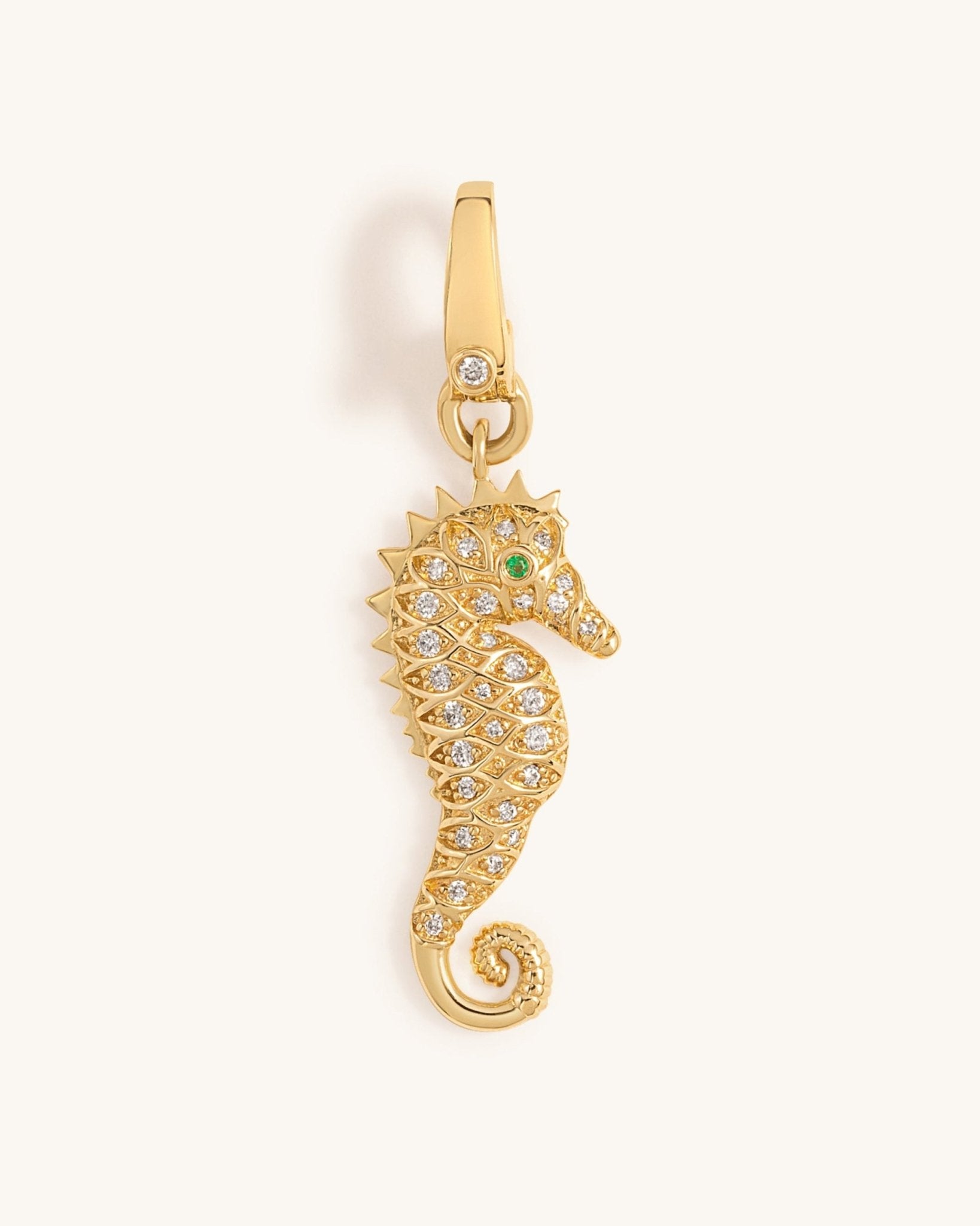 Gold and Diamond Seahorse Clip On Charm - Sparkle Society