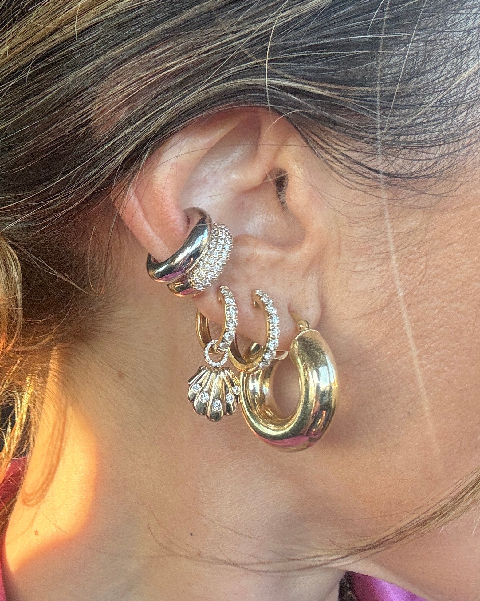 Gold and Diamond Seashell Earring Charm - Sparkle Society