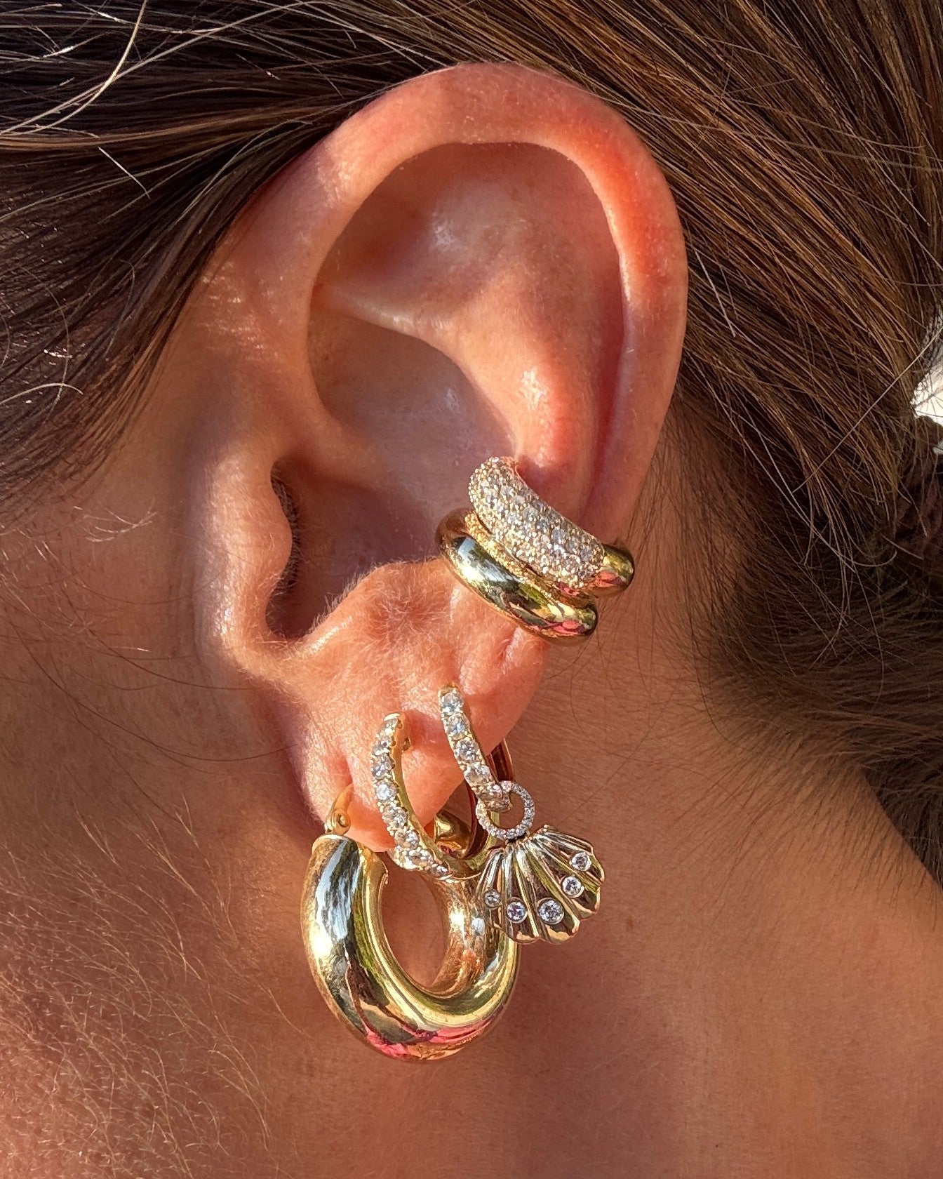 Gold and Diamond Seashell Earring Charm - Sparkle Society
