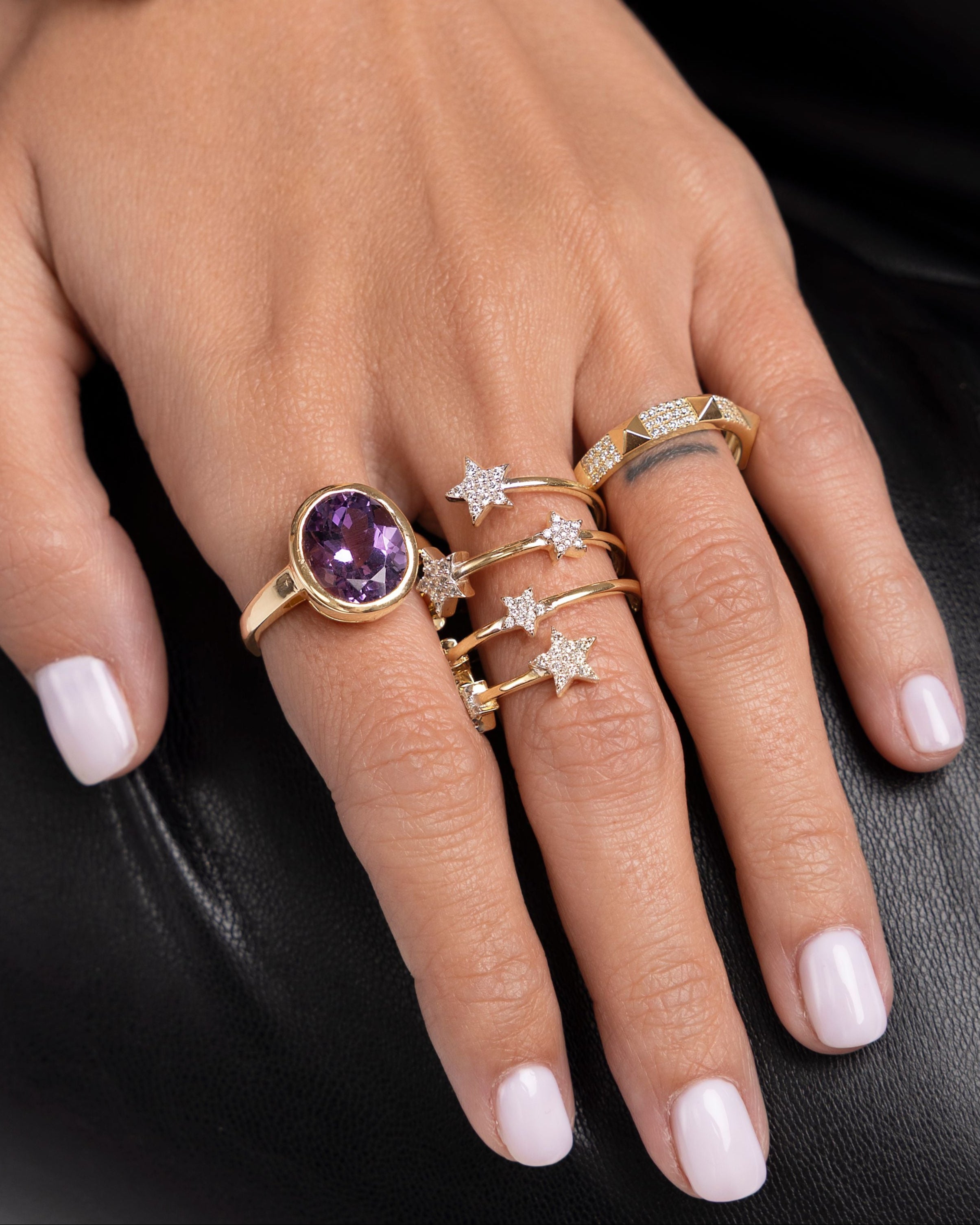 Gold and Diamond Spike Ring - Sparkle Society