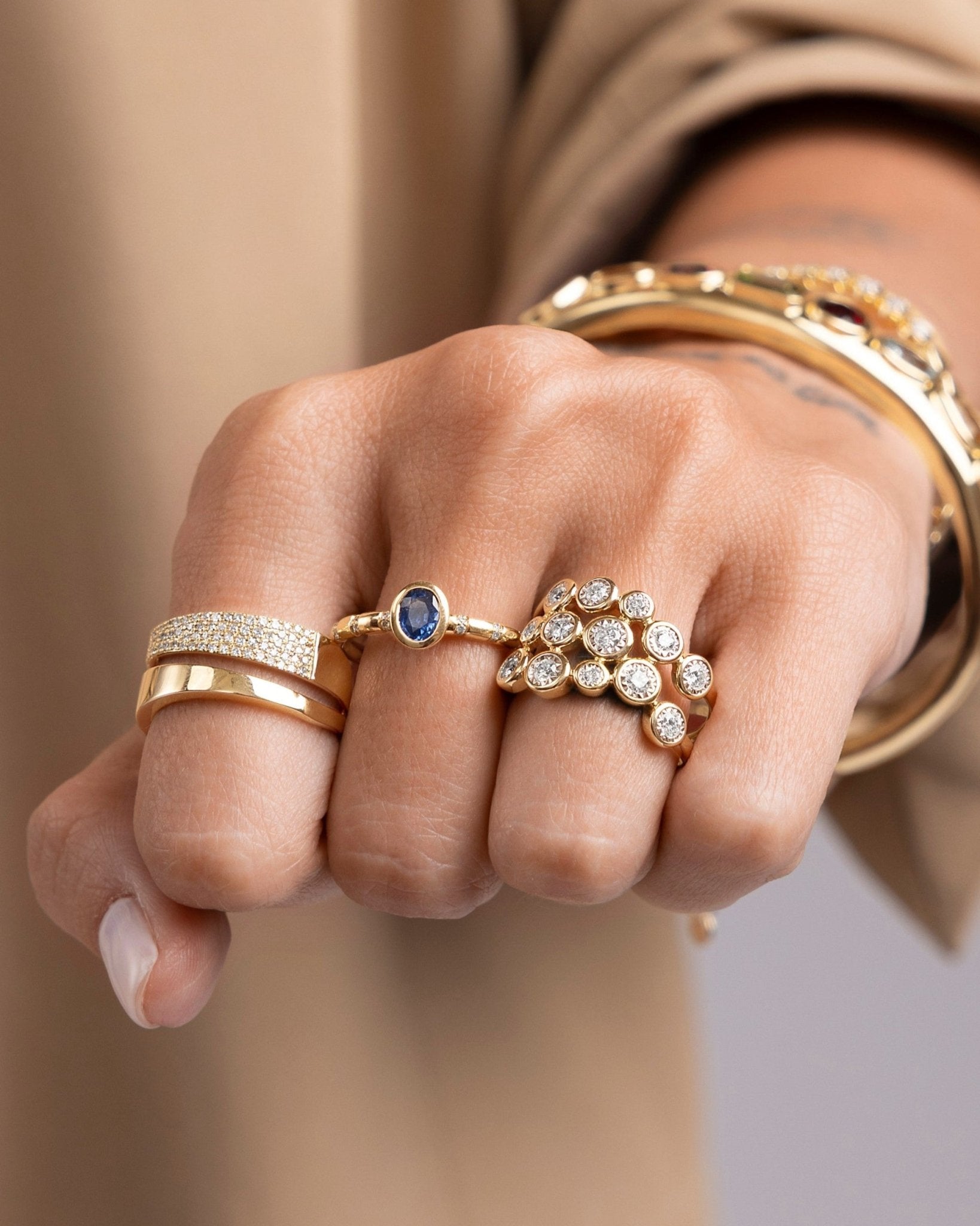 Gold and Diamond Split Ring - Sparkle Society