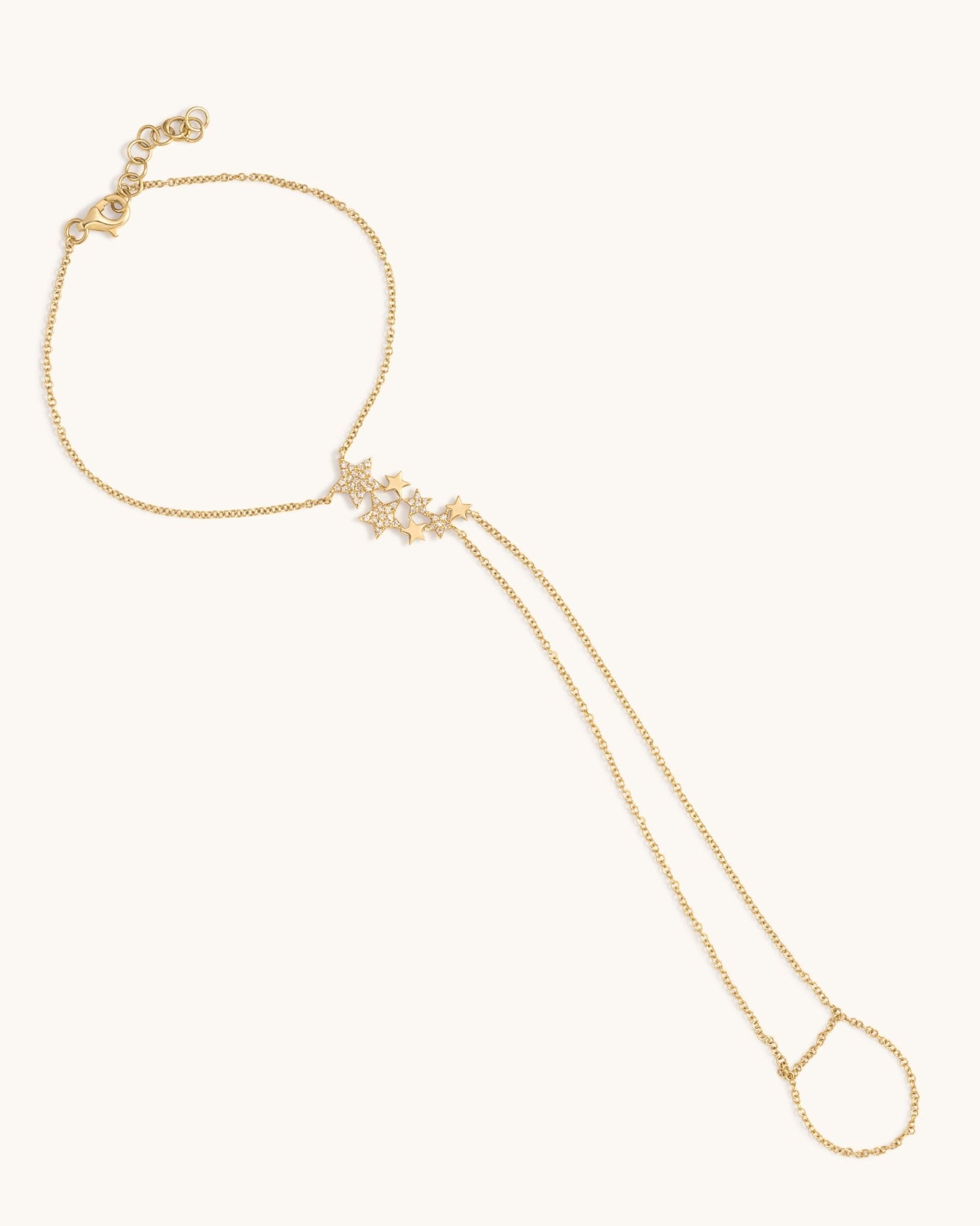 Gold and Diamond Star Hand Chain Bracelet - Sparkle Society