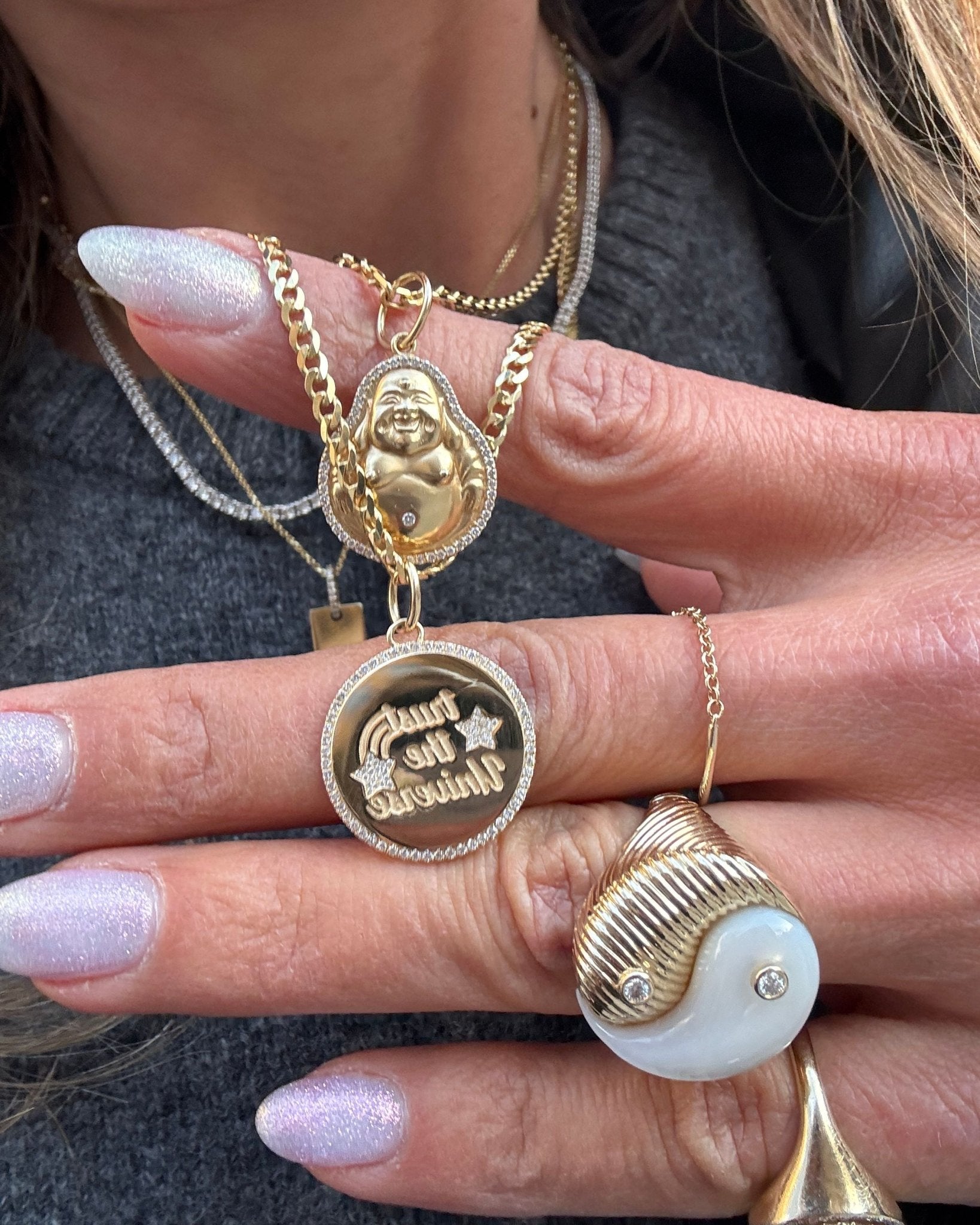 Gold And Mother Of Pearl Yin & Yang Ring - Sparkle Society