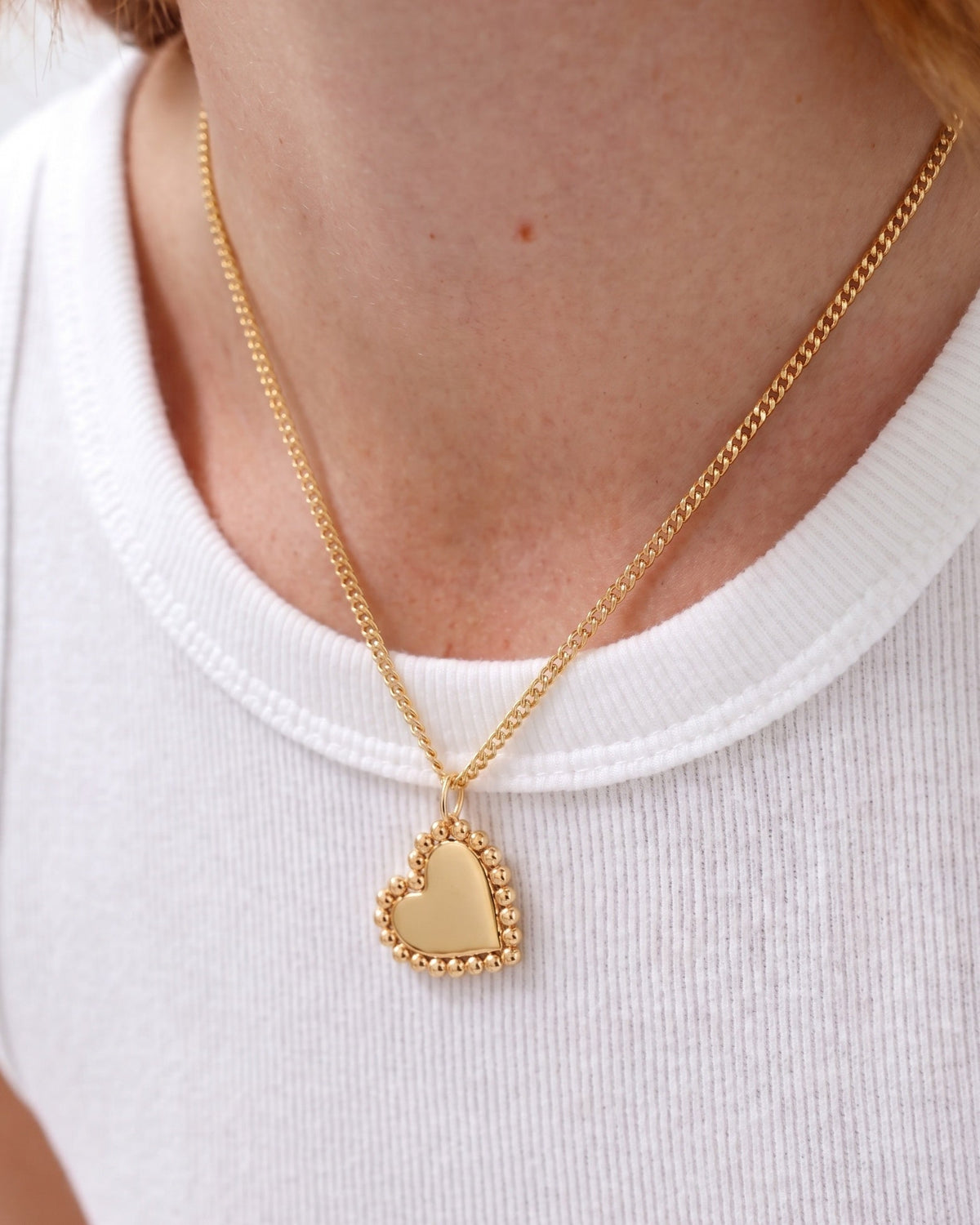 Gold Beaded Outline Heart Charm - Sparkle Society