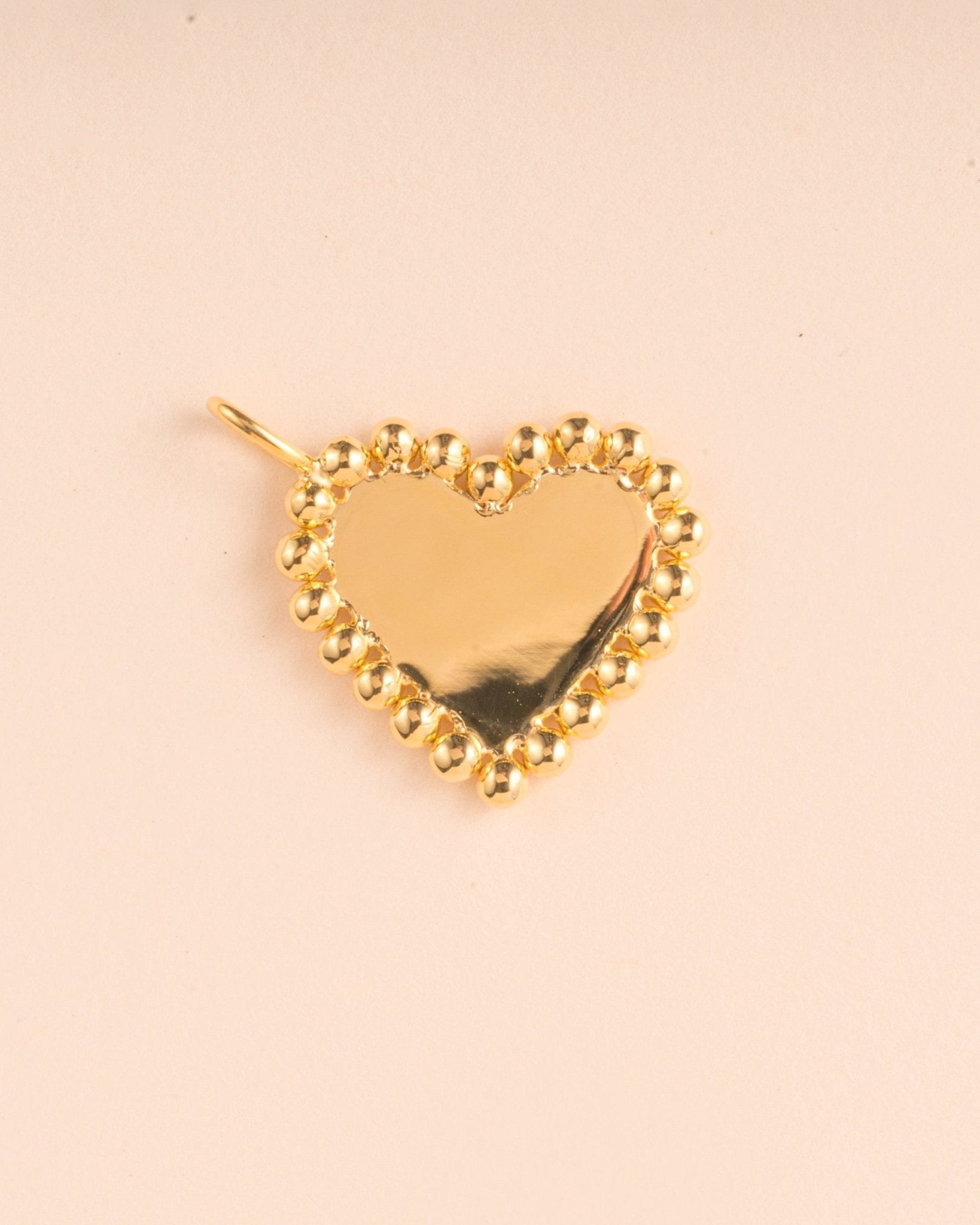 Gold Beaded Outline Heart Charm - Sparkle Society