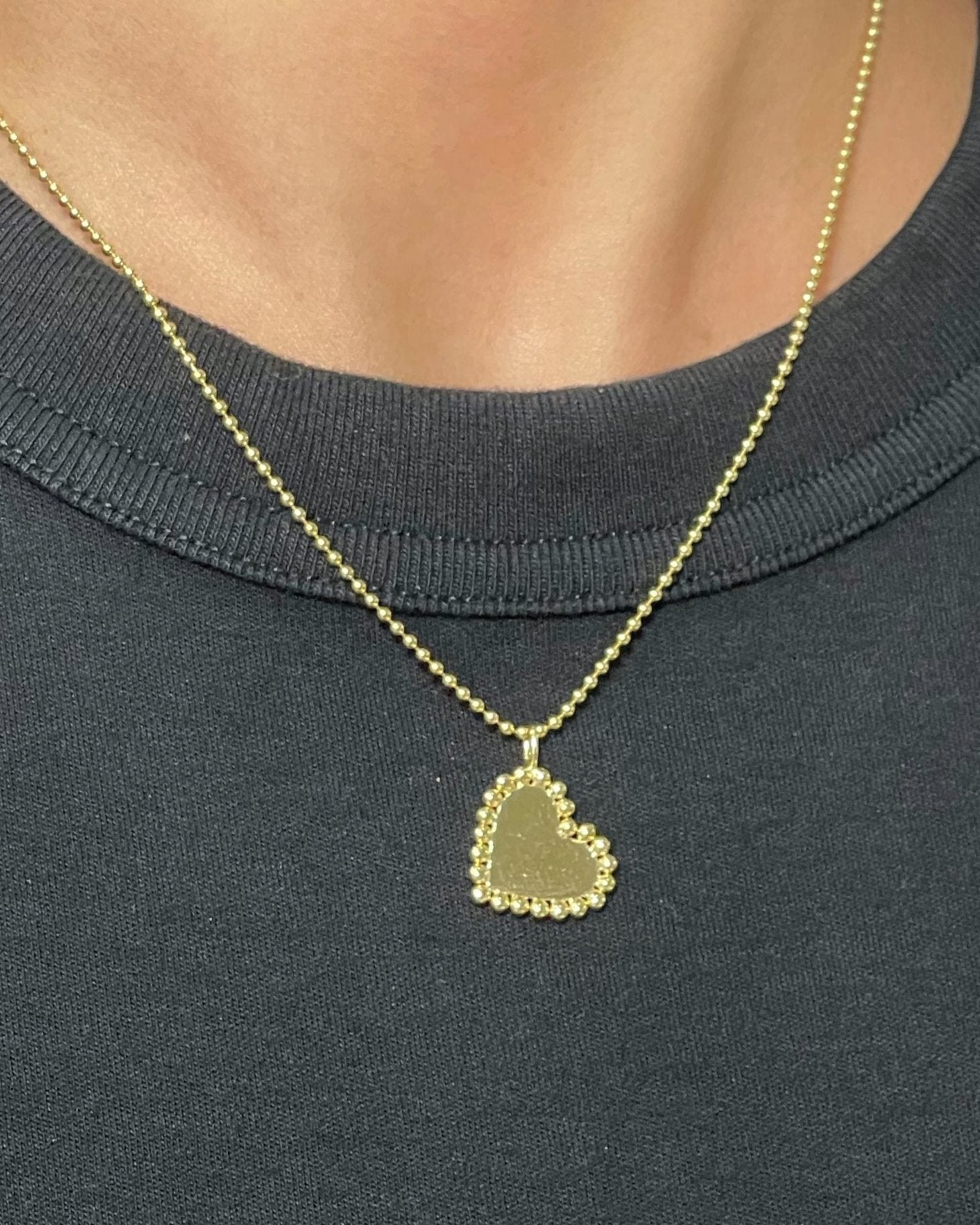 Gold Beaded Outline Heart Charm - Sparkle Society