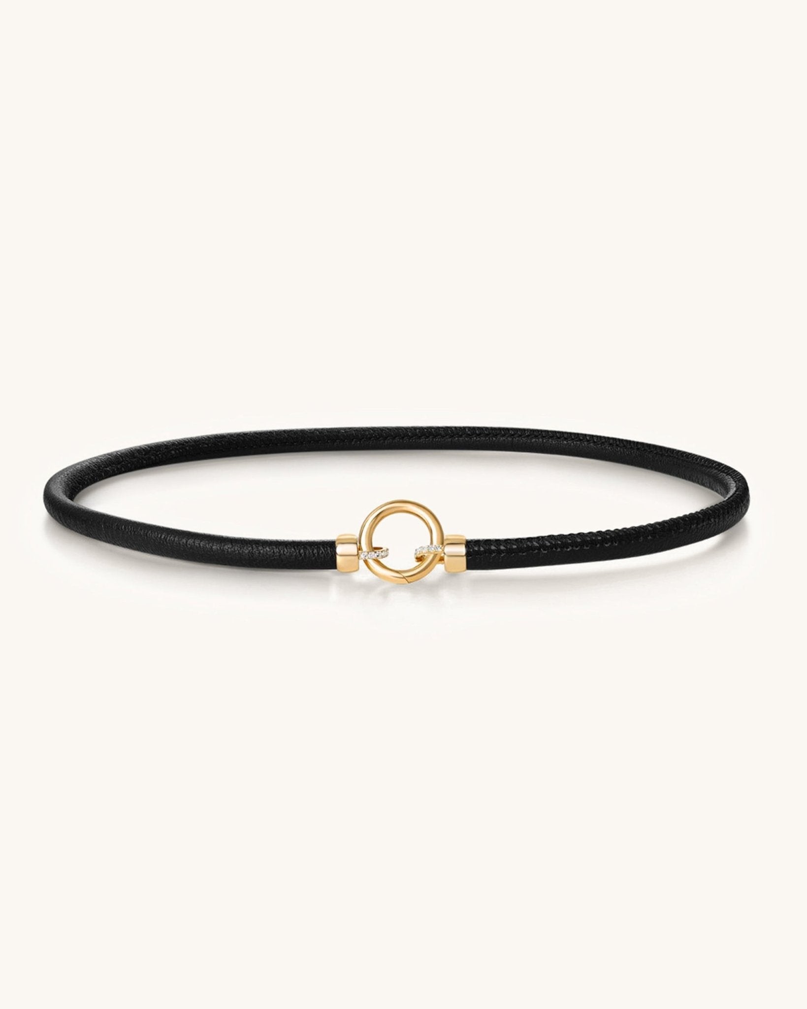 Gold Push In Connector Leather Chocker - Sparkle Society
