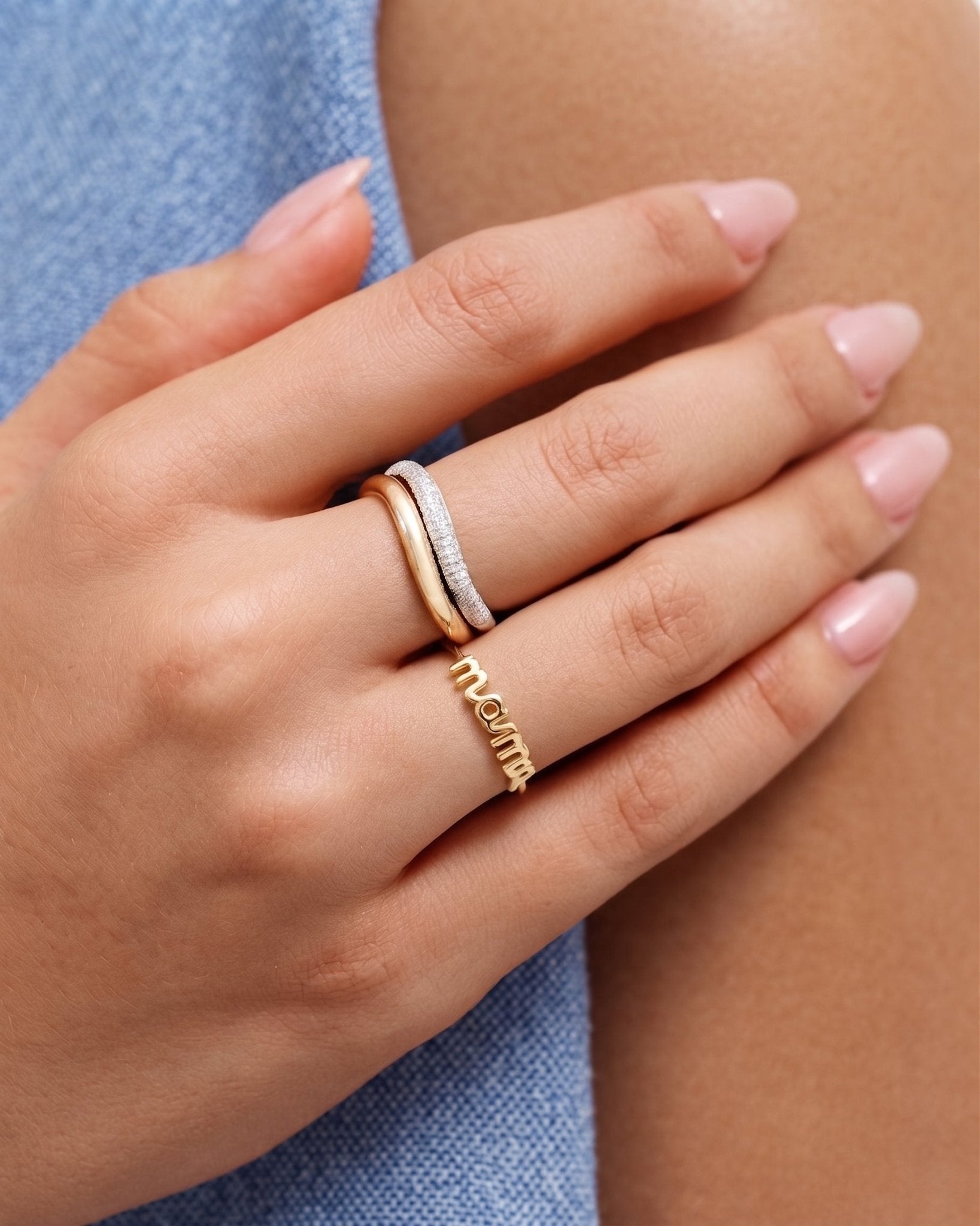 Gold Wire Cursive Mama Ring - Sparkle Society