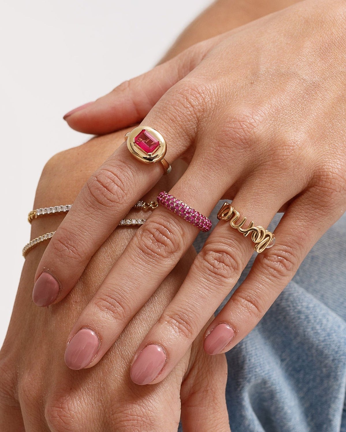 Gold Wire Script Name with Diamond Accent Ring - Sparkle Society