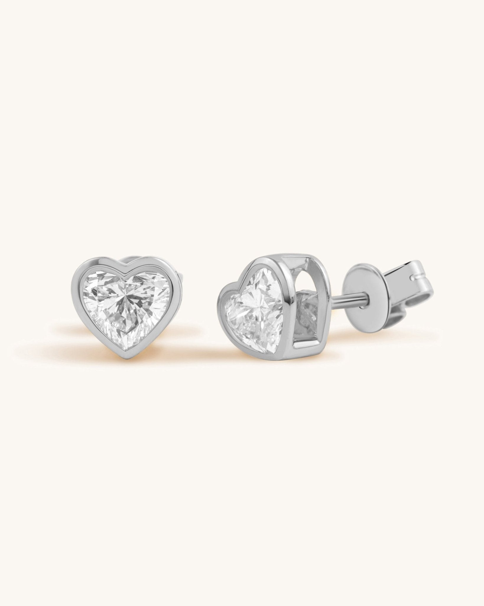 Heart Diamond Bezel Studs - Sparkle Society