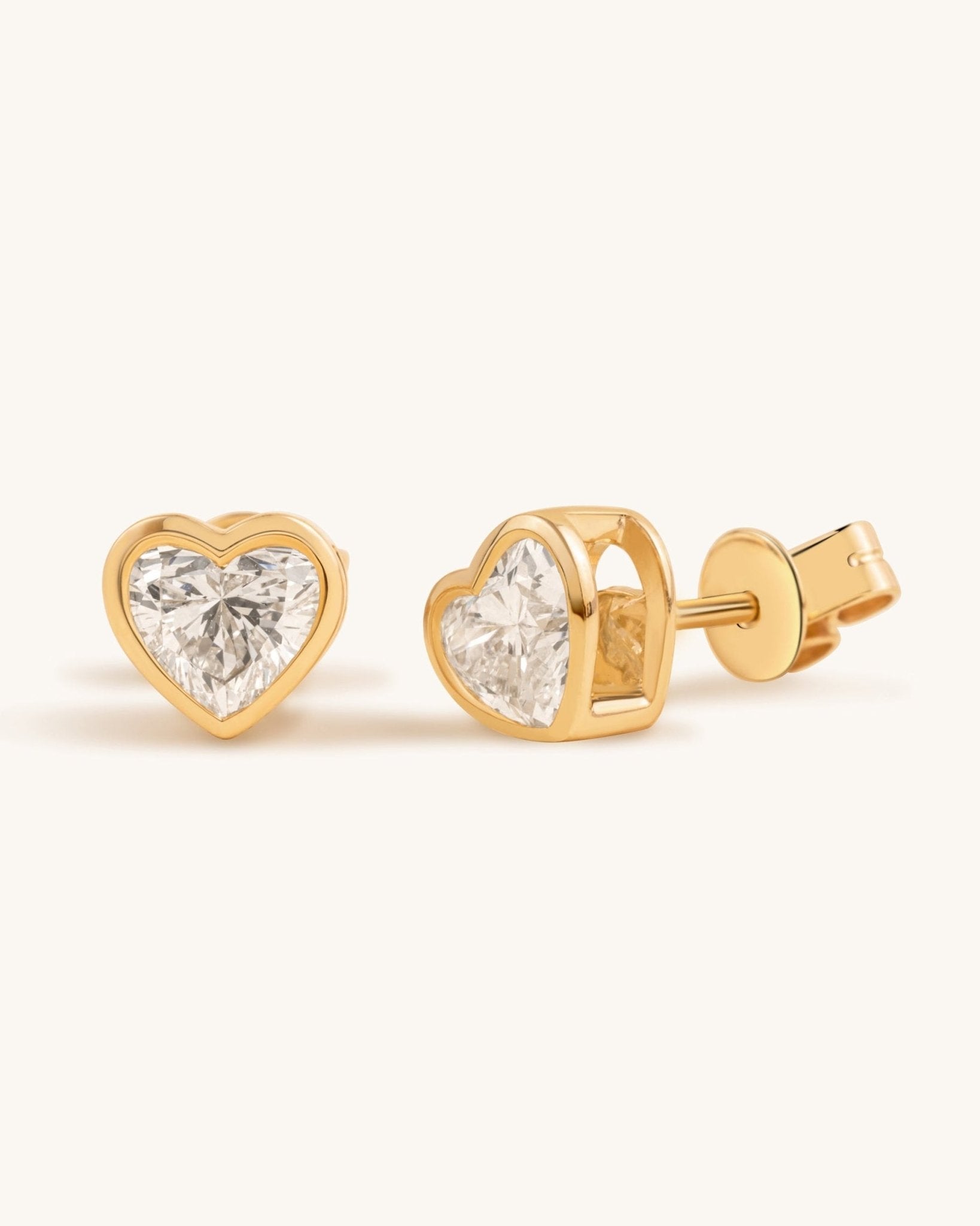 Heart Diamond Bezel Studs - Sparkle Society
