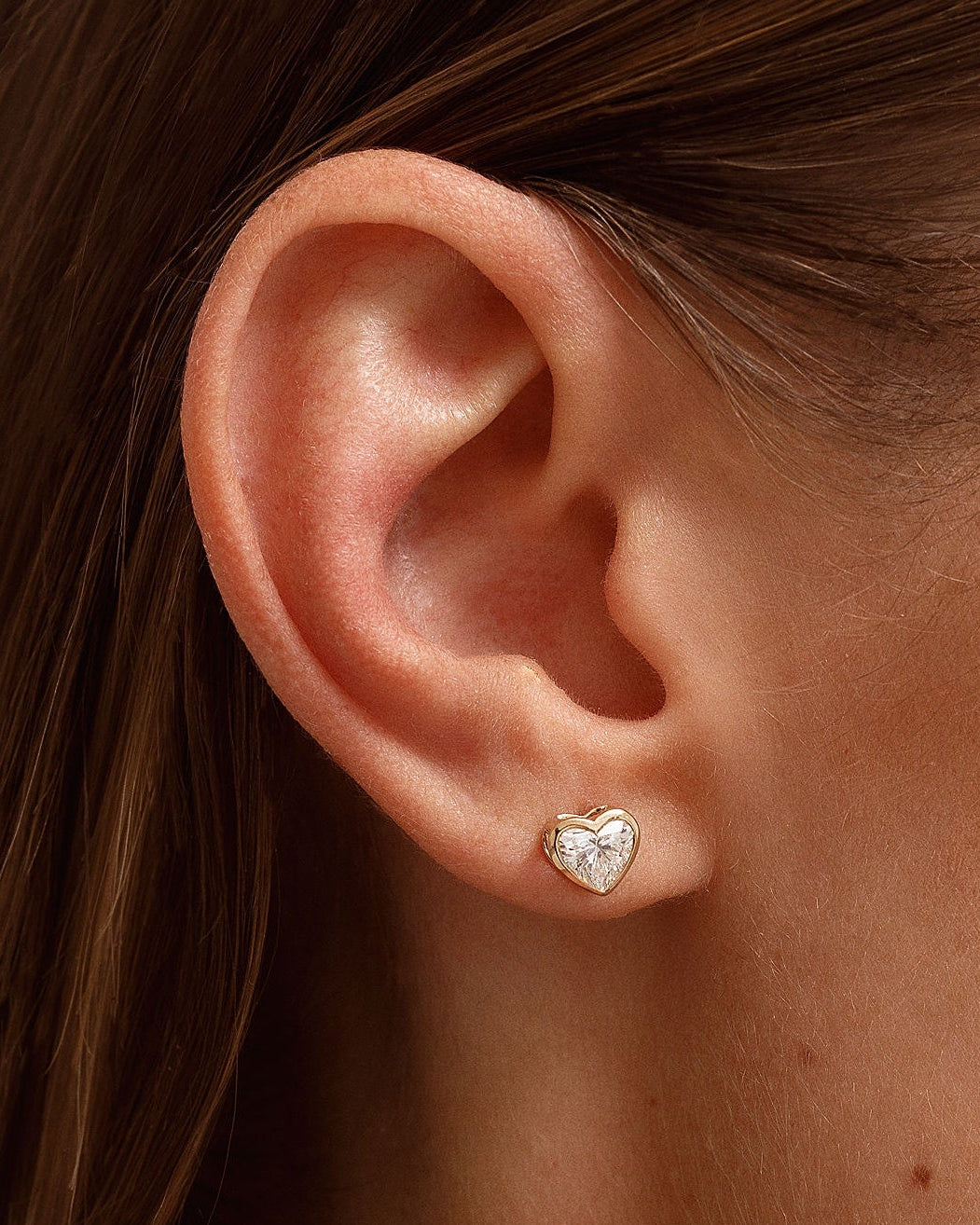 Heart Diamond Bezel Studs - Sparkle Society