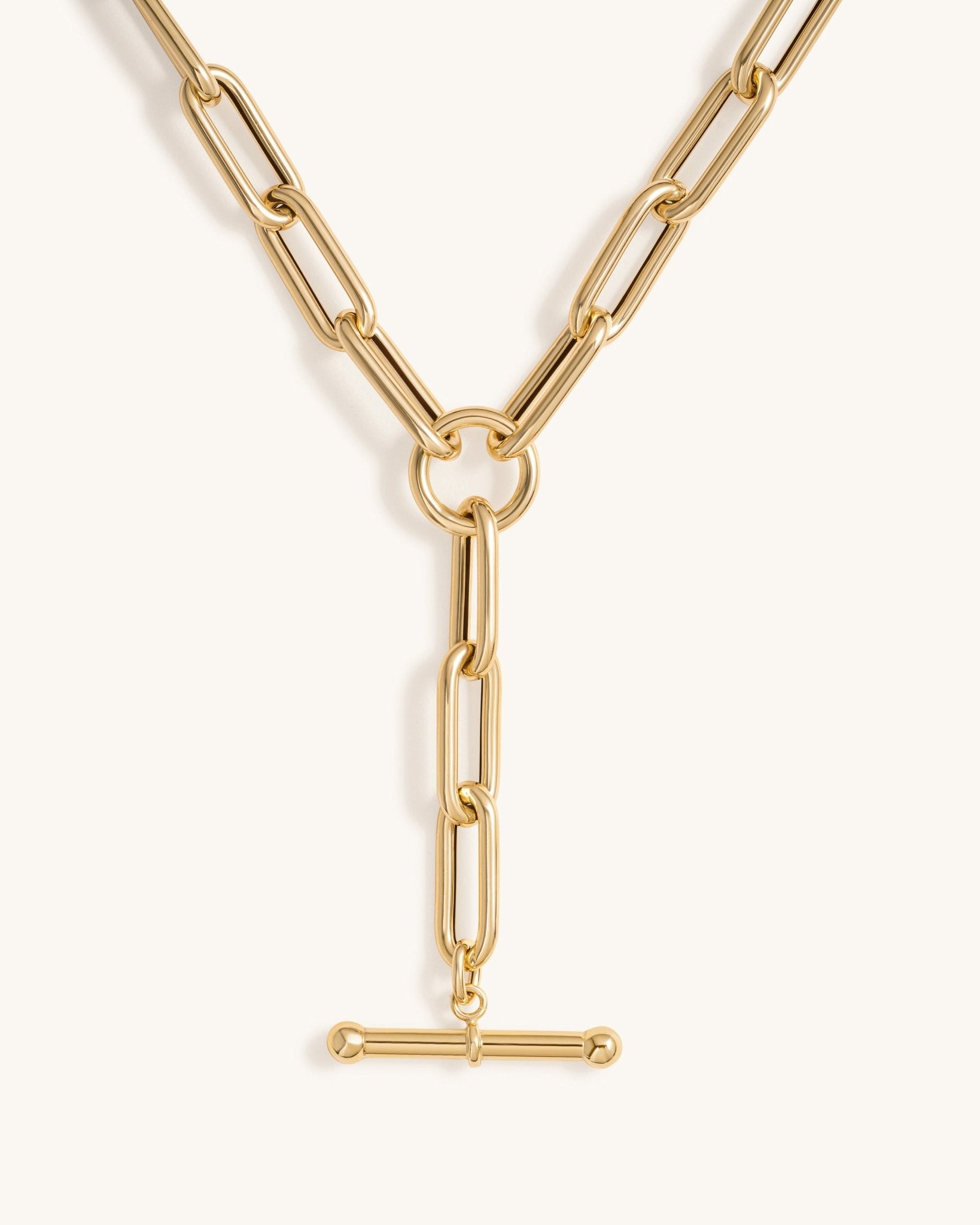 Hollow Gold Paperclip Lariat Necklace - Sparkle Society