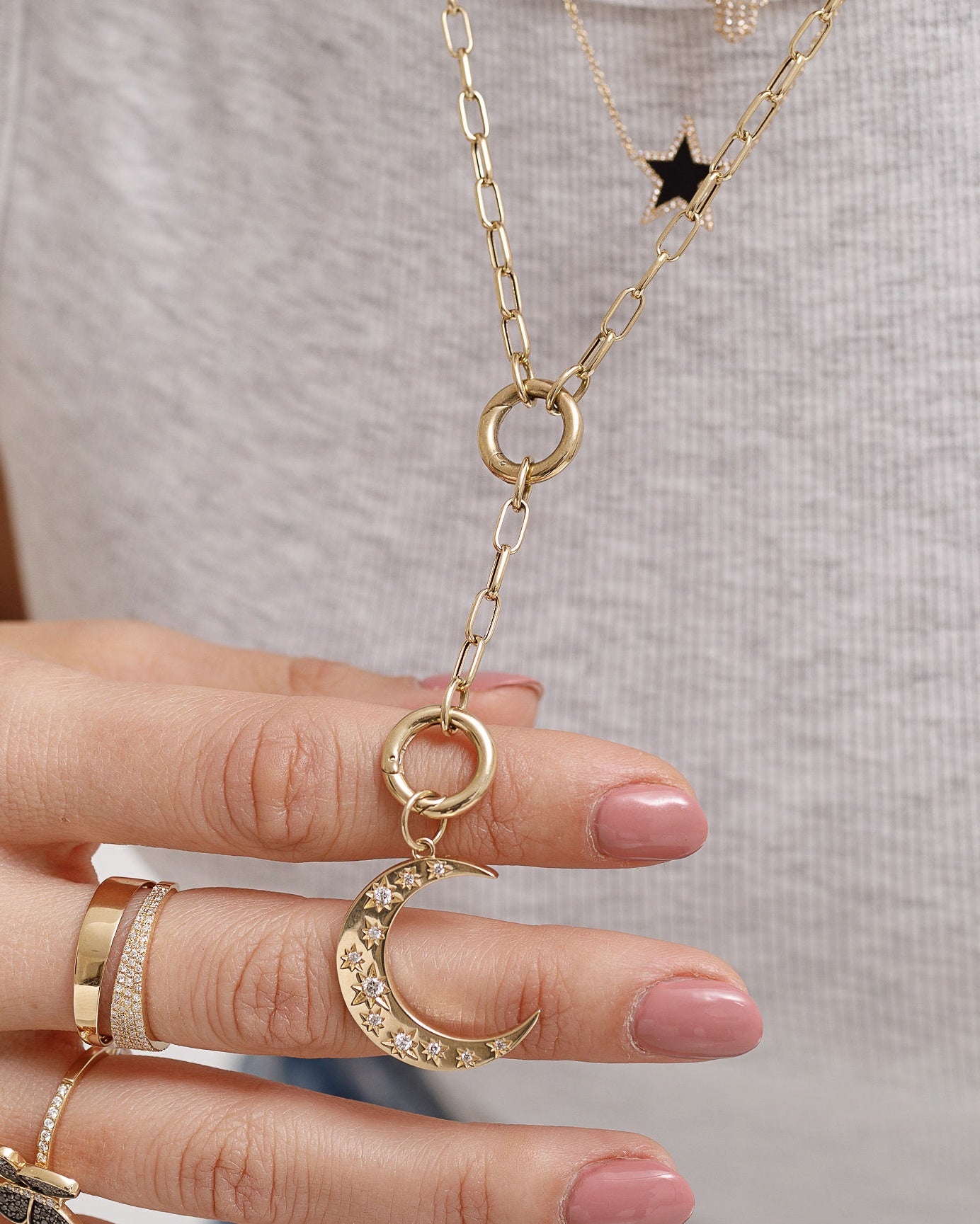 Hollow Gold Paperclip Lariat Necklace - Sparkle Society