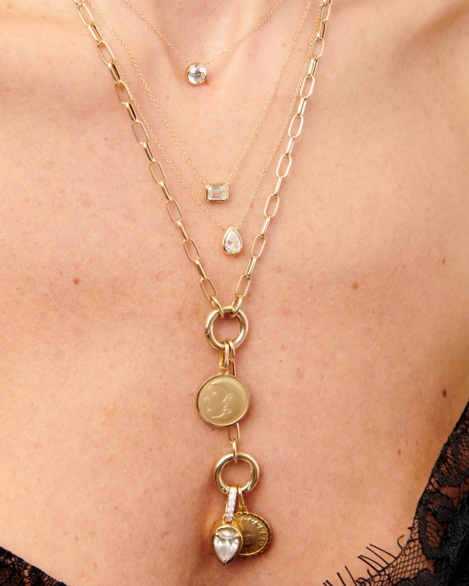 Hollow Gold Paperclip Lariat Necklace - Sparkle Society