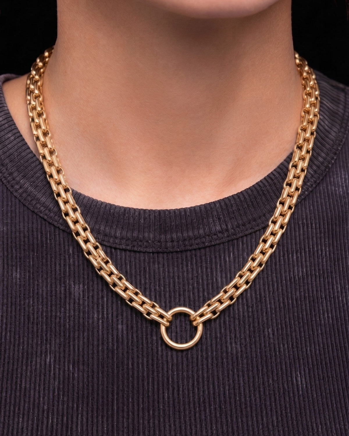 Hollow Gold Railroad Necklace - Sparkle Society