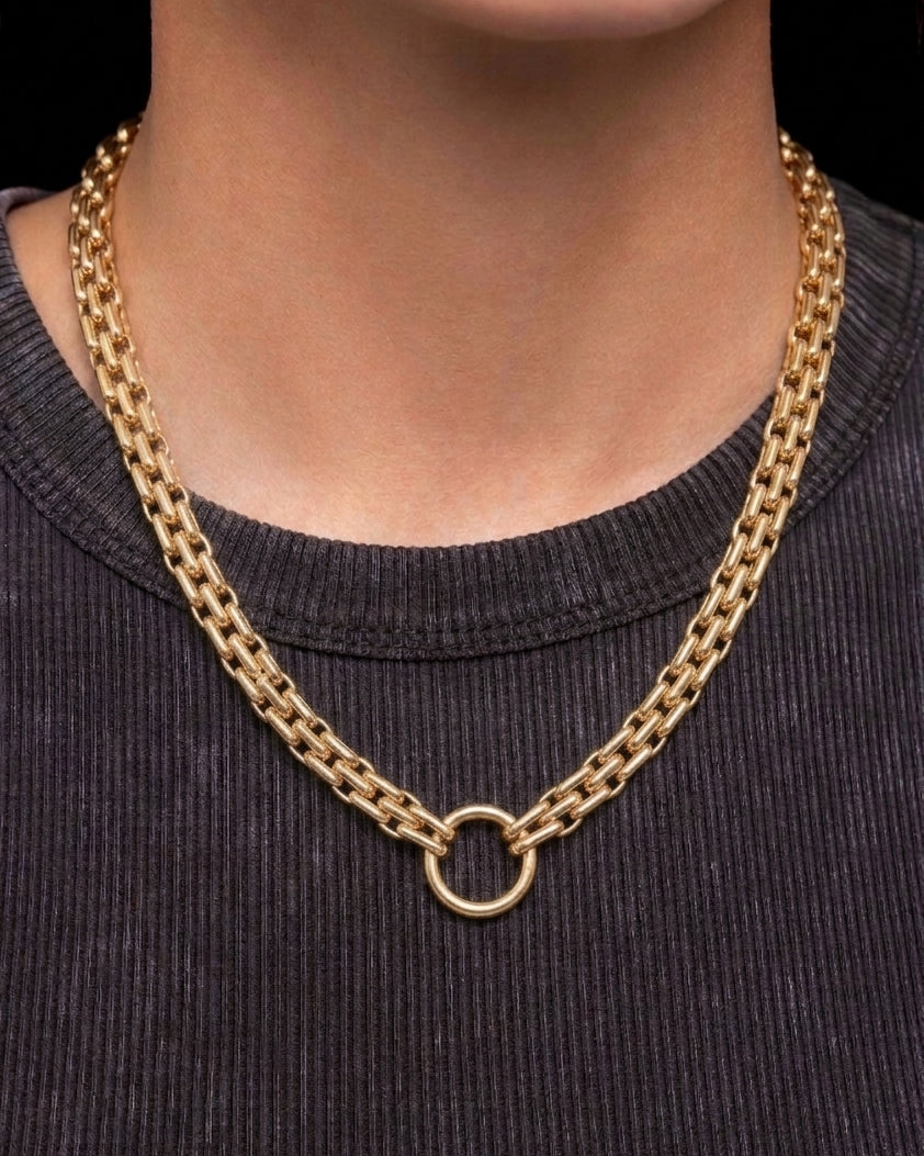 Hollow Gold Railroad Necklace - Sparkle Society