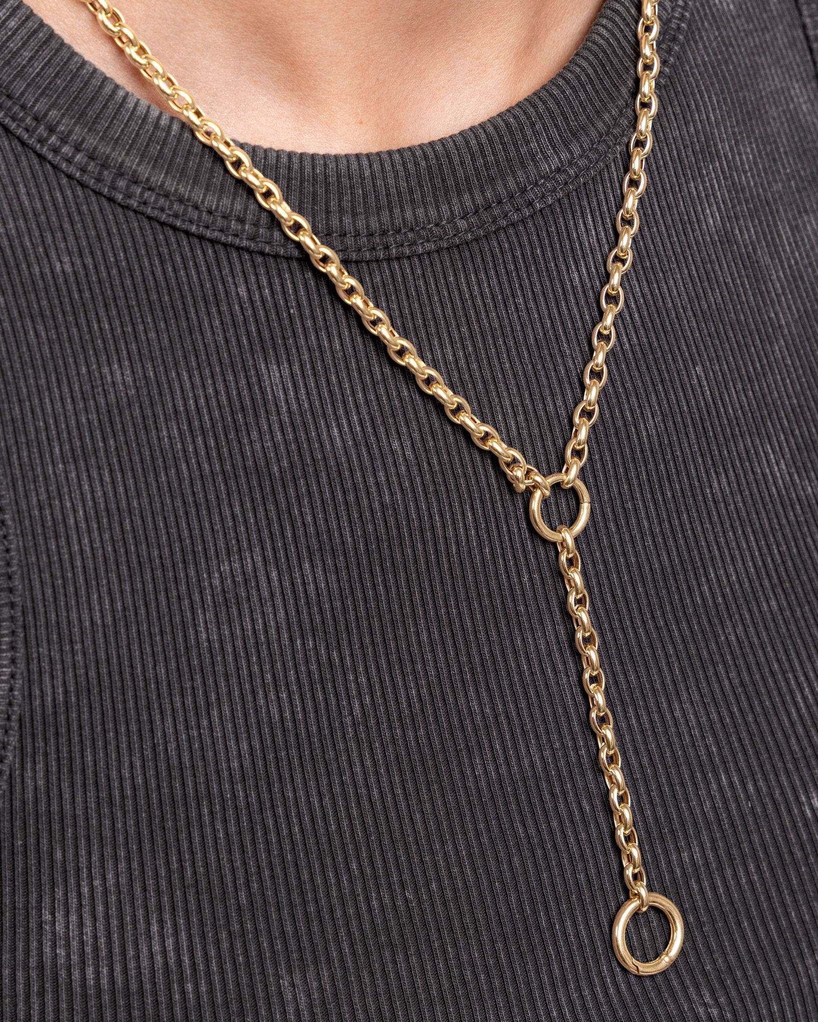 Hollow Gold Rolo Lariat Necklace - Sparkle Society
