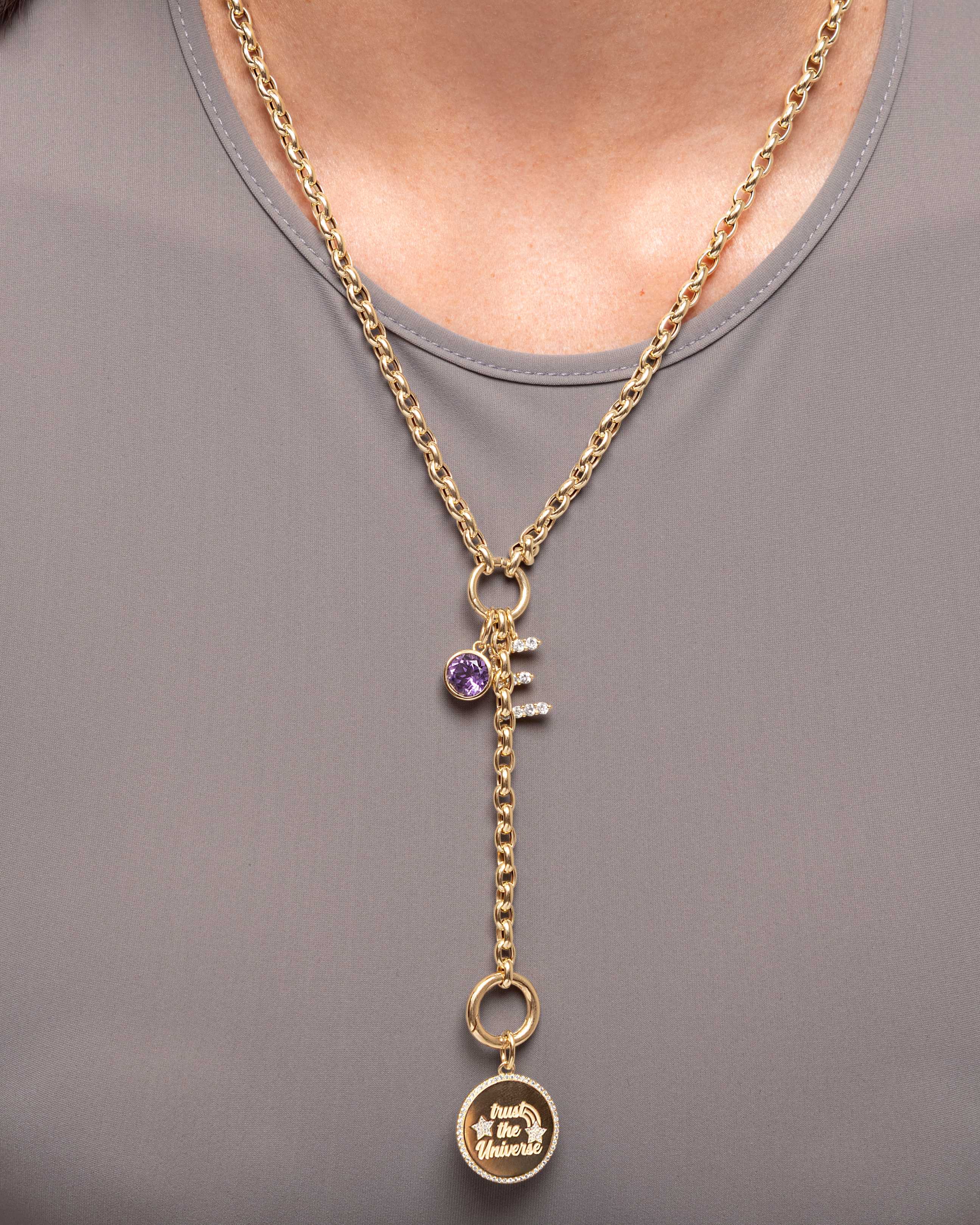 Hollow Gold Rolo Lariat Necklace - Sparkle Society