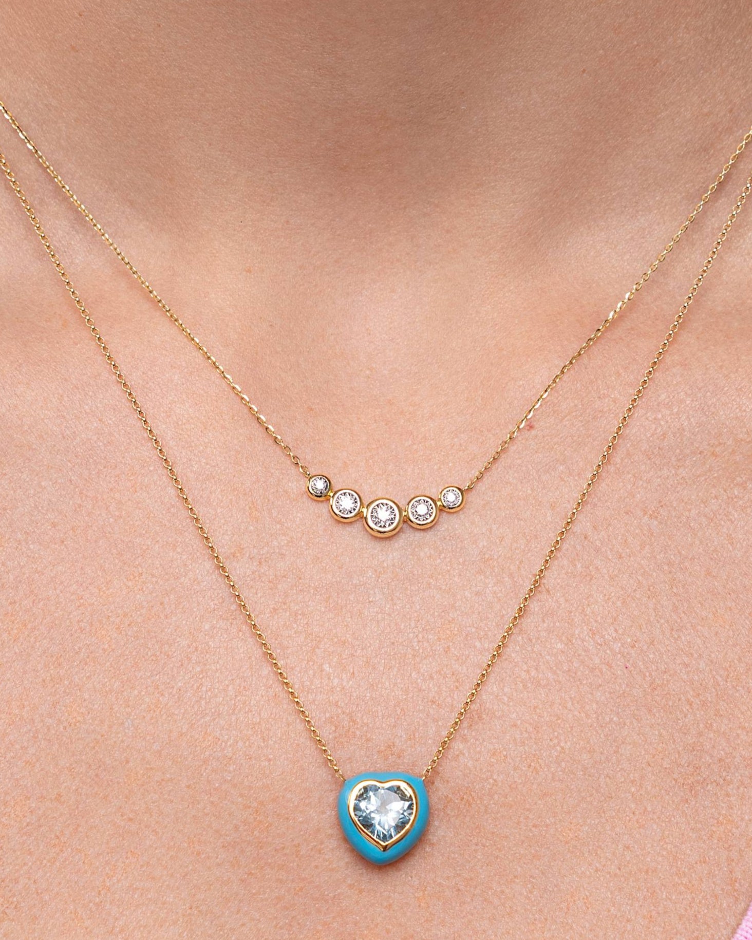 Illusion Diamond 5 Graduated Bezel Necklace - Sparkle Society