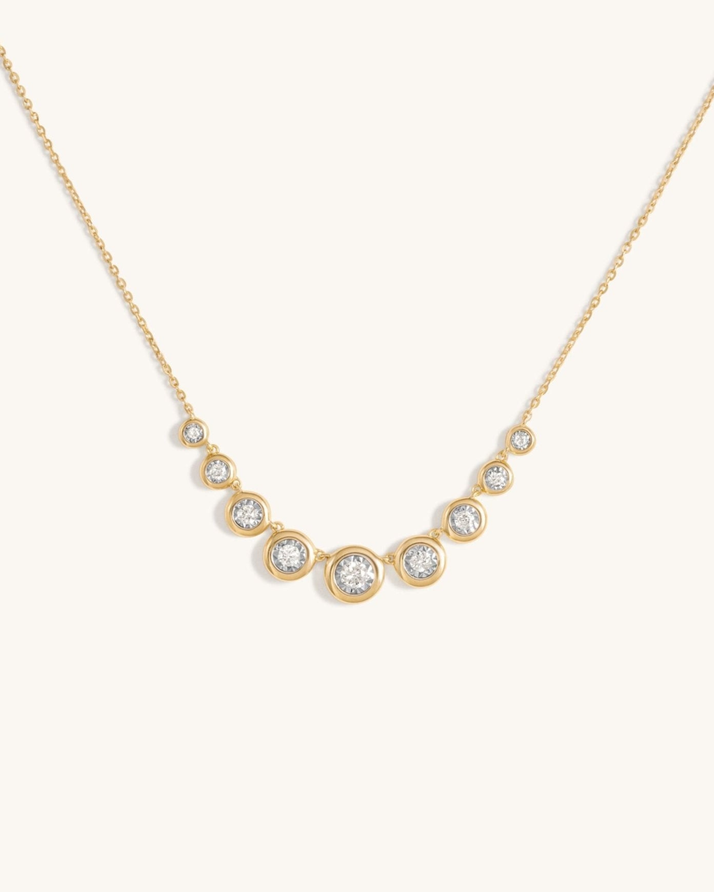 Illusion Diamond 9 Graduated Bezel Necklace - Sparkle Society