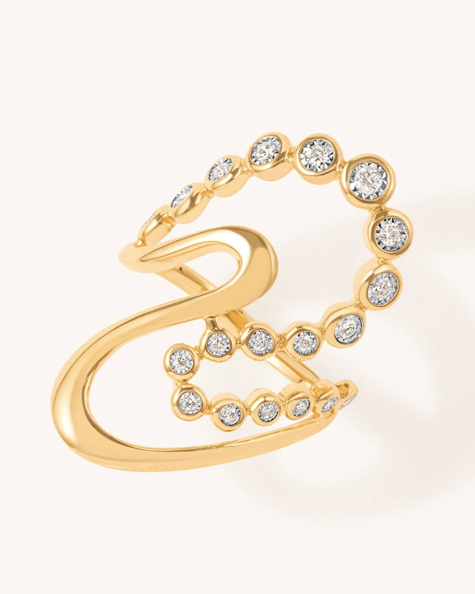 Illusion Diamond and Gold Wave Ring - Sparkle Society