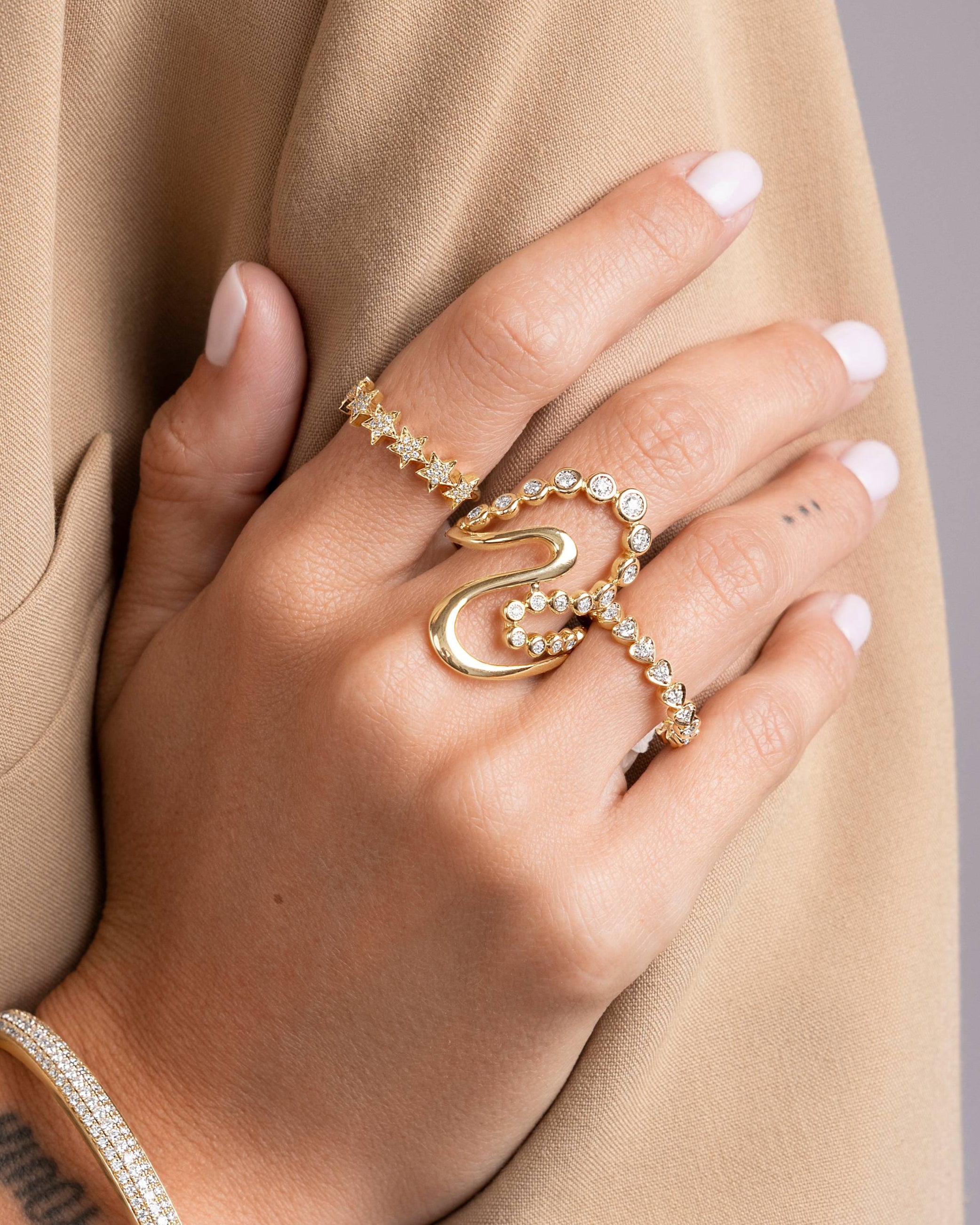 Illusion Diamond and Gold Wave Ring - Sparkle Society