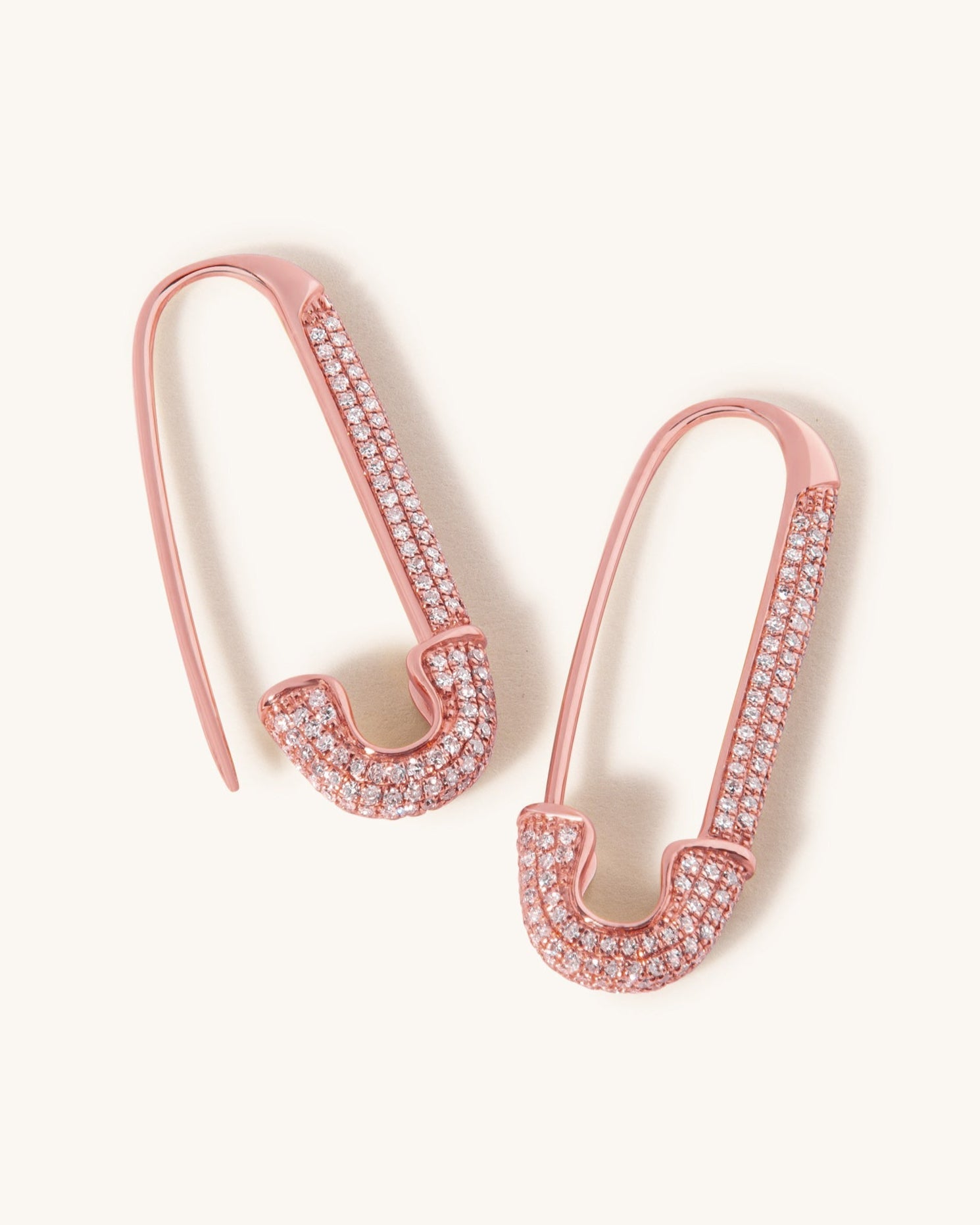 Large Diamond Safety Pin Earrings - Sparkle Society