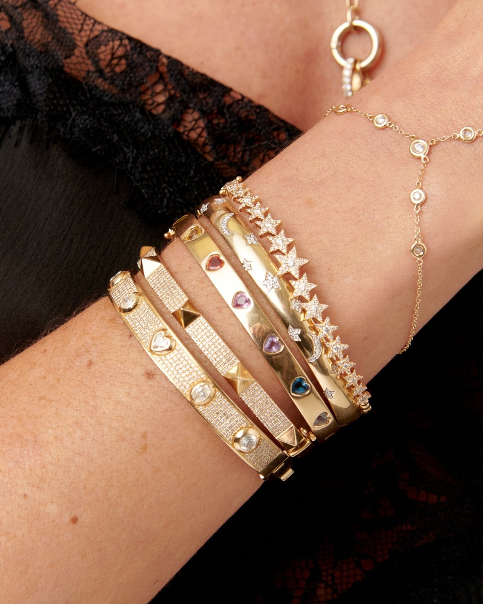 Large Diamond Spike Bangle - Sparkle Society