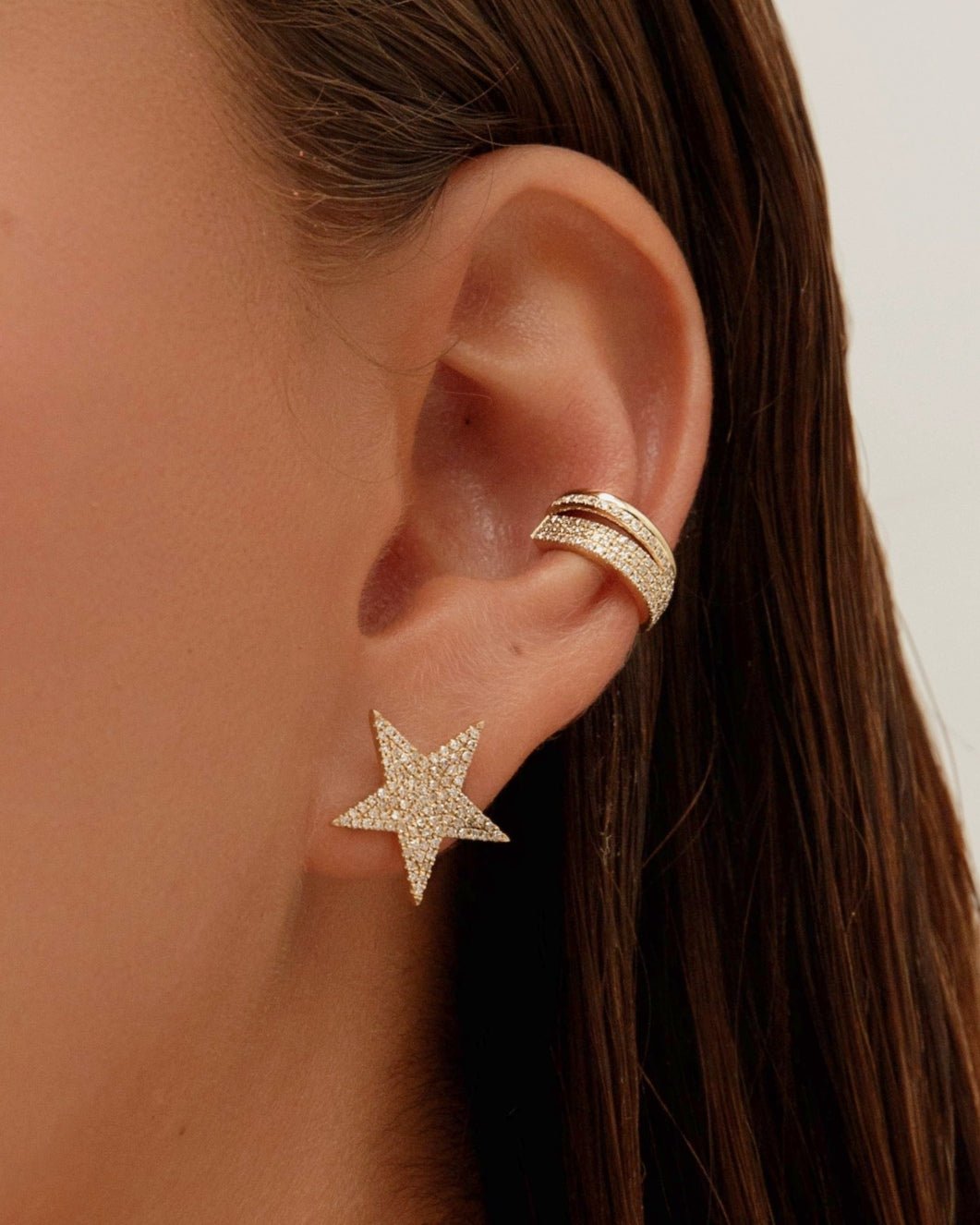 Large Pave Diamond Star Studs - Sparkle Society