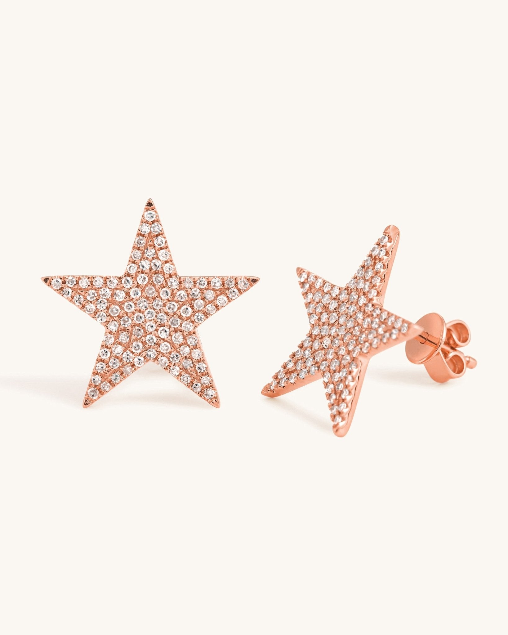 Large Pave Diamond Star Studs - Sparkle Society