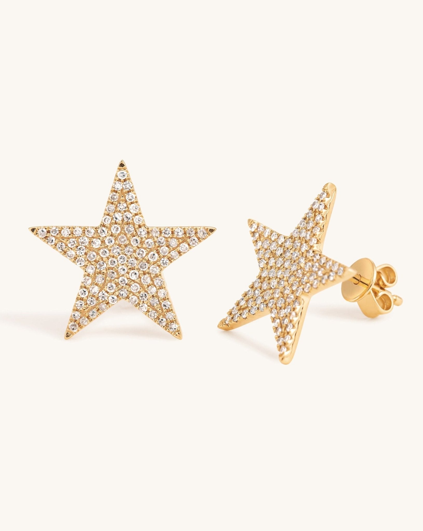 Large Pave Diamond Star Studs - Sparkle Society