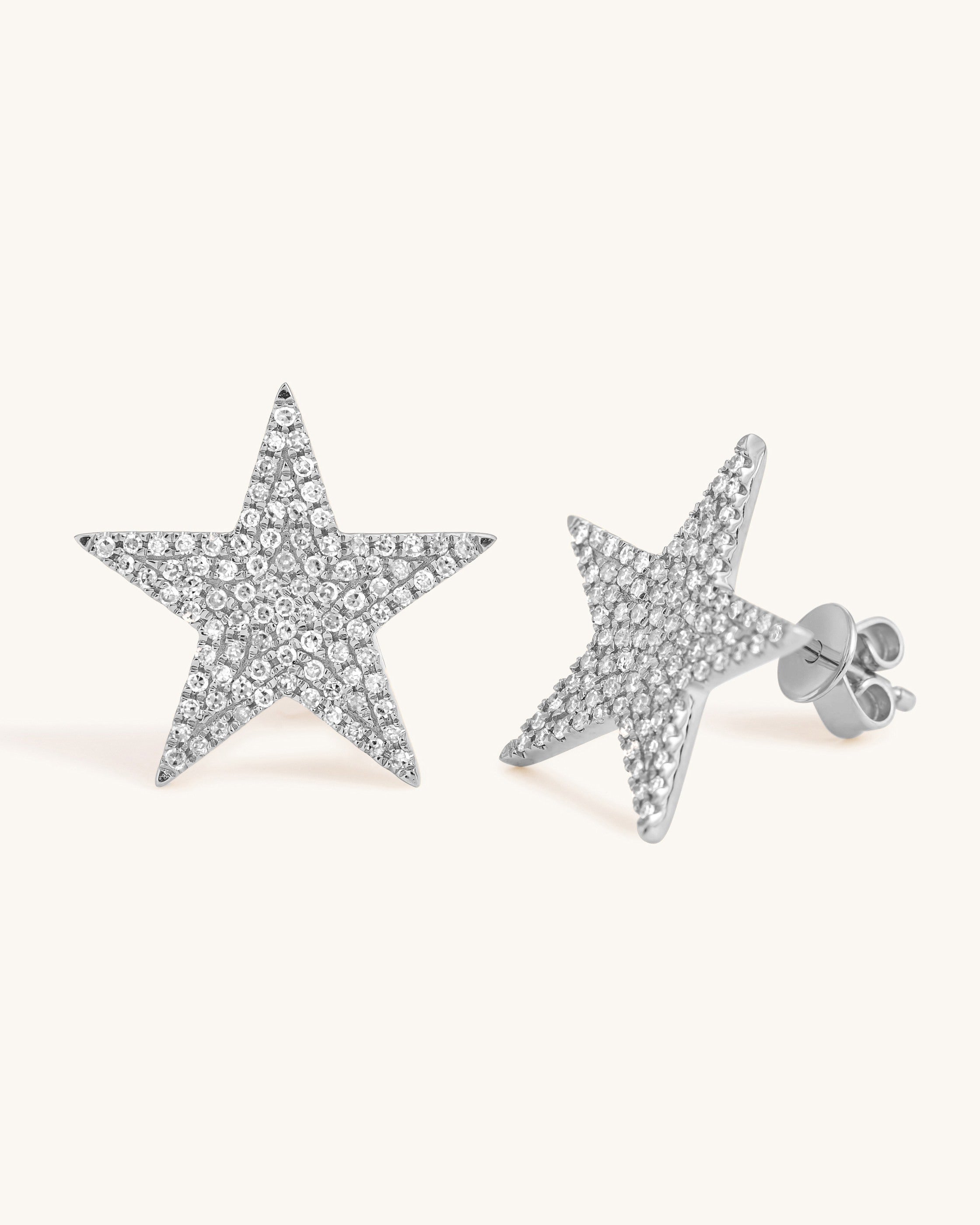 Large Pave Diamond Star Studs