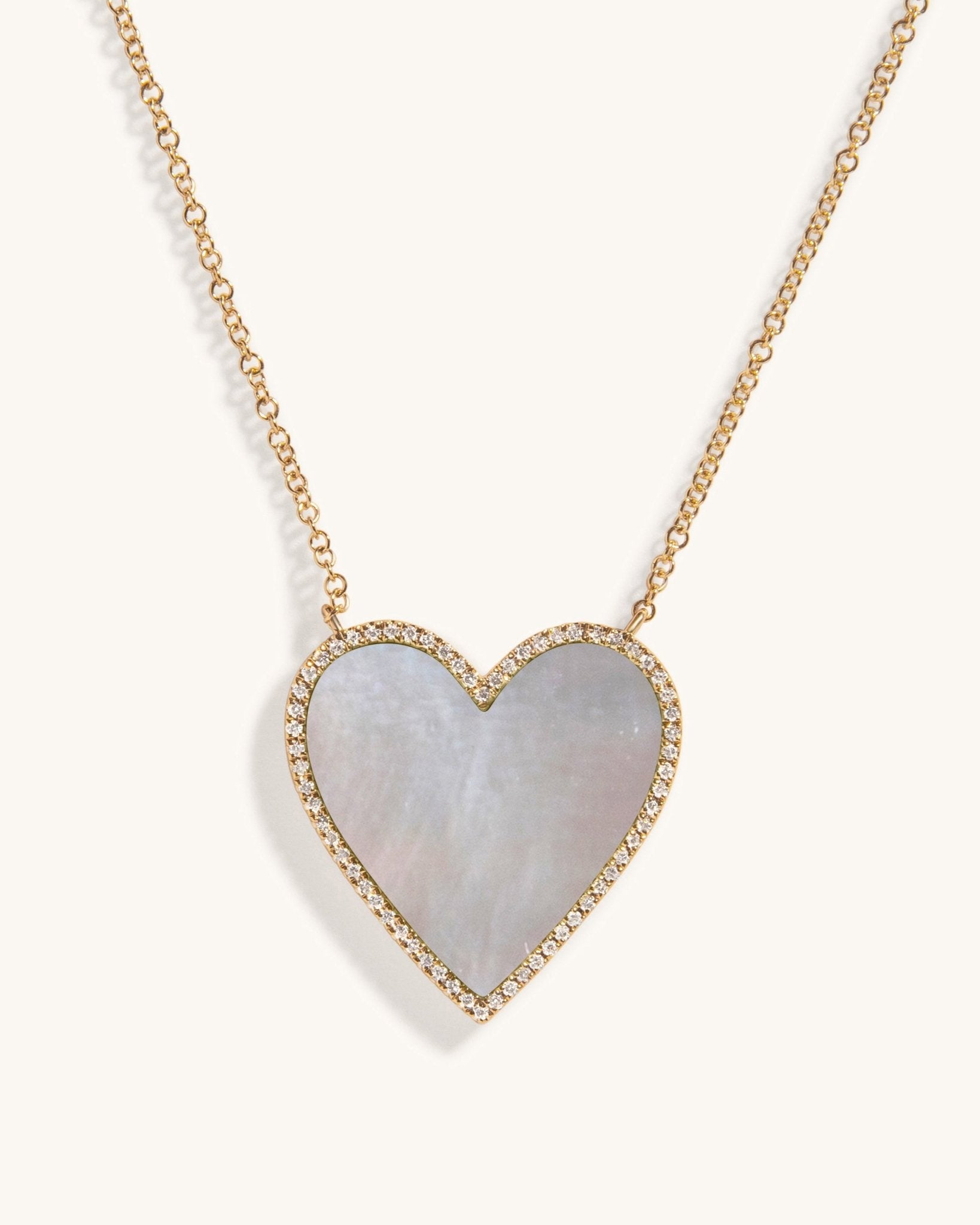 Large Pave Outline Gemstone Heart Necklace - Sparkle Society