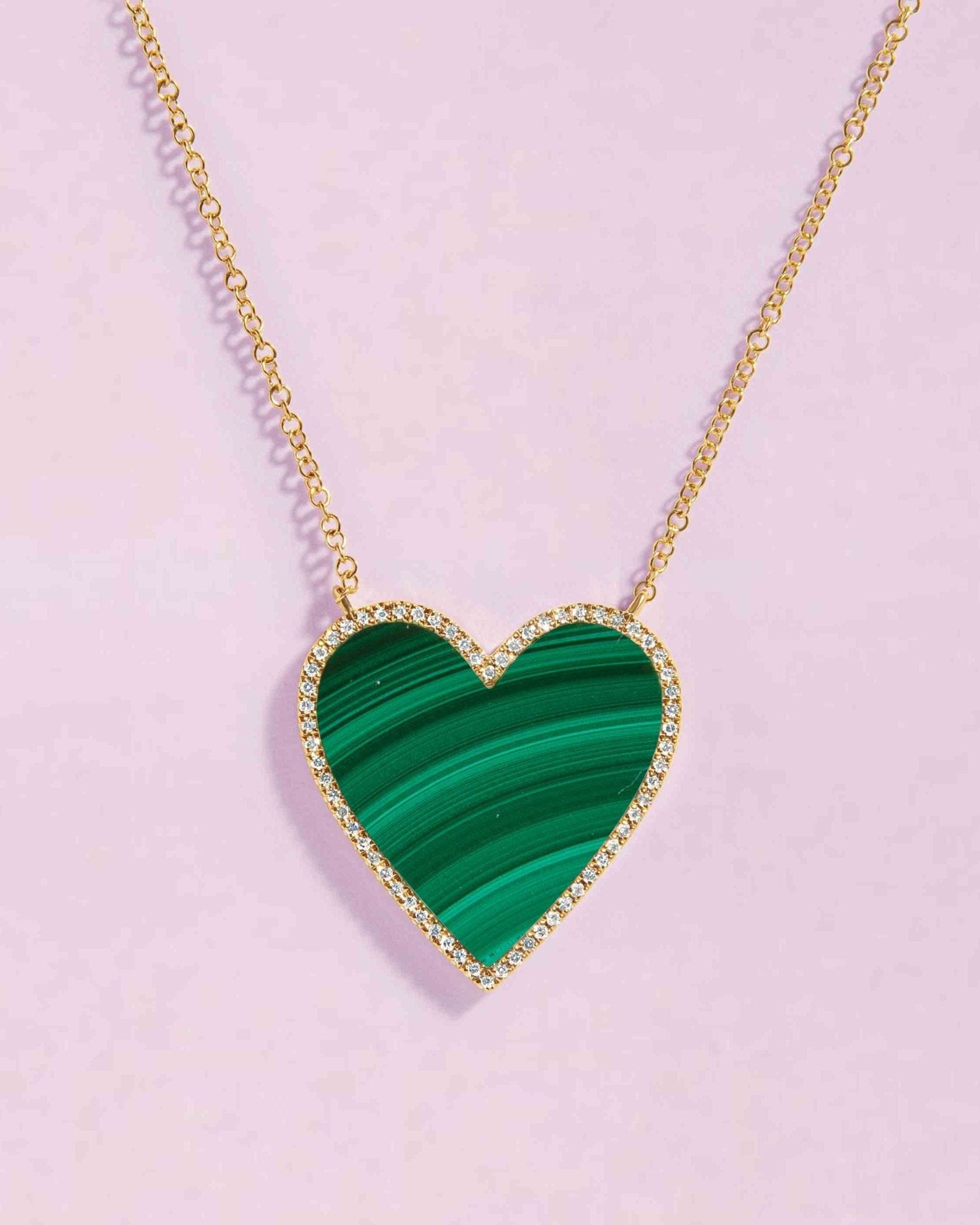 Large Pave Outline Gemstone Heart Necklace - Sparkle Society