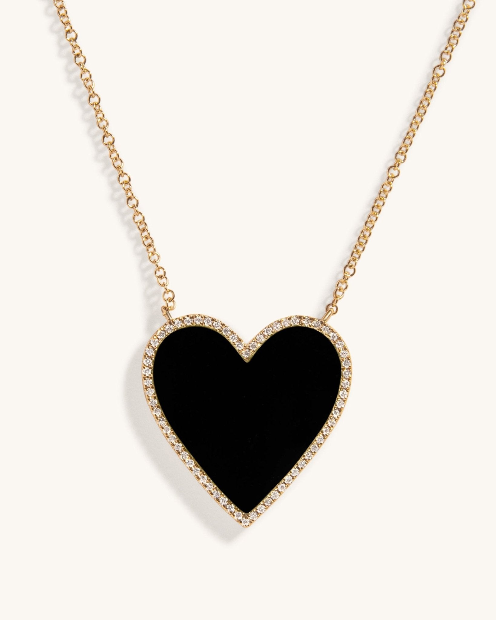 Large Pave Outline Gemstone Heart Necklace - Sparkle Society