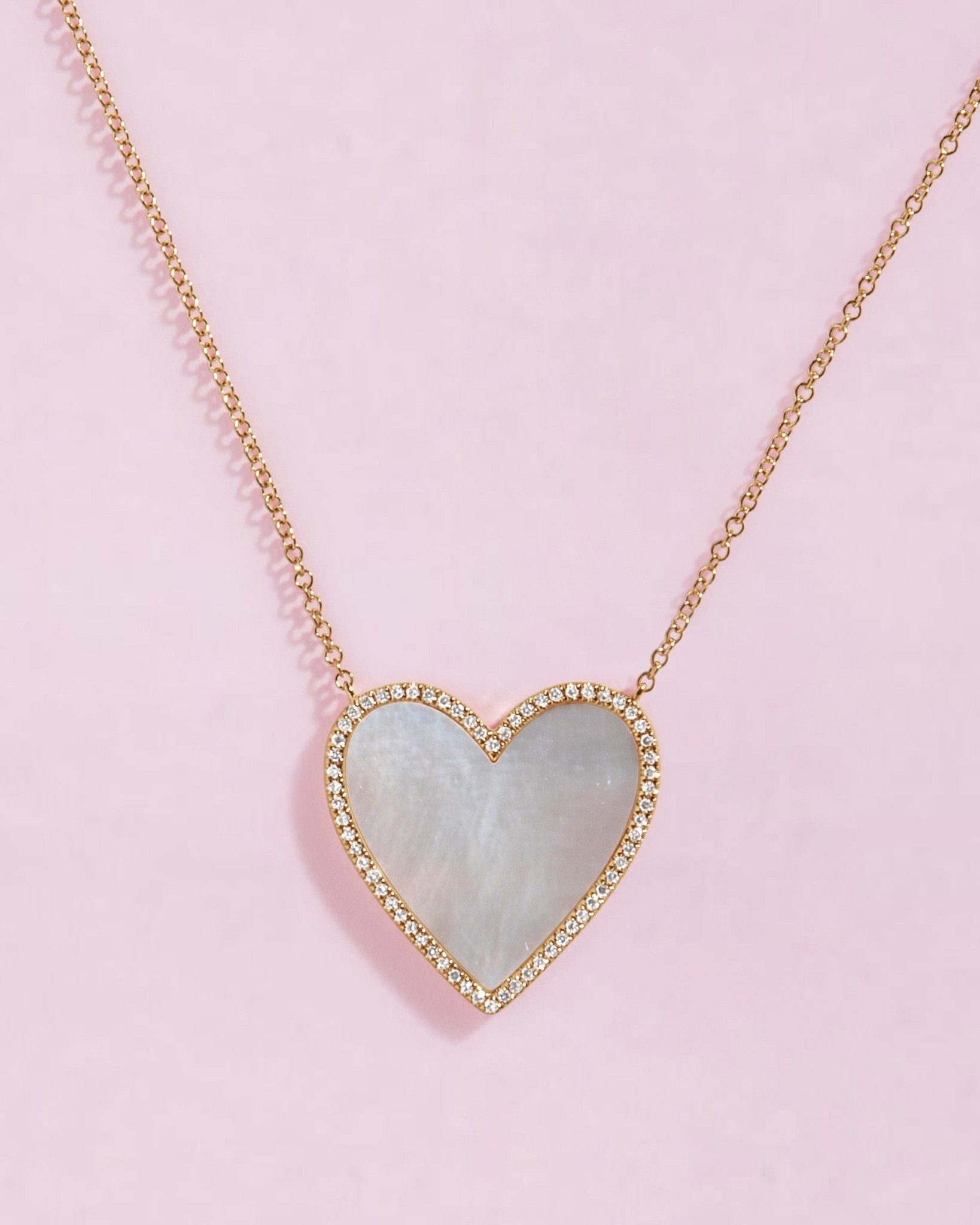 Large Pave Outline Gemstone Heart Necklace - Sparkle Society