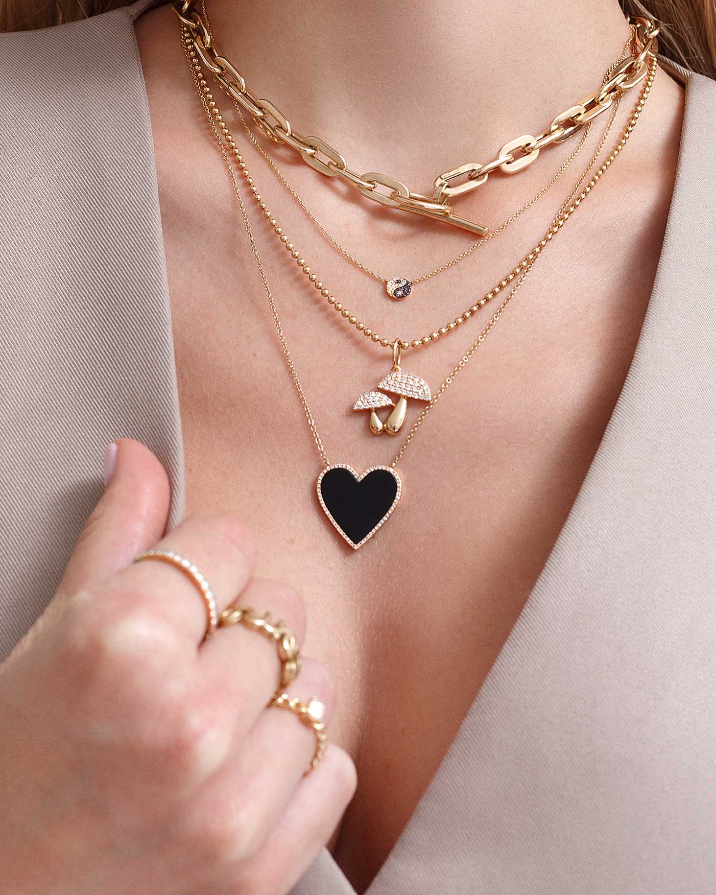 Large Pave Outline Gemstone Heart Necklace - Sparkle Society