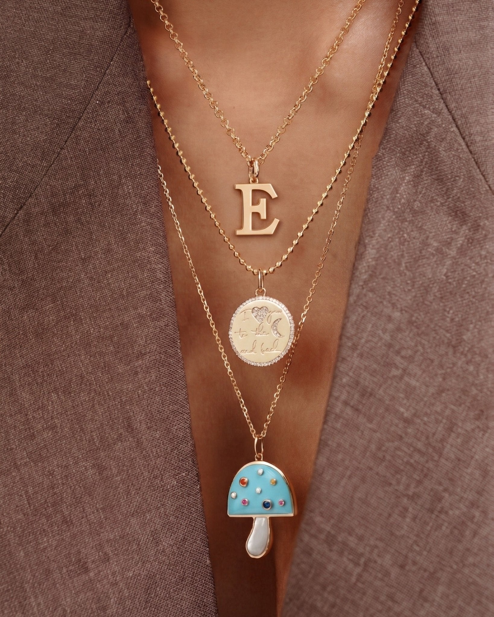 Large Solid Gold Block Initial Charm - Sparkle Society