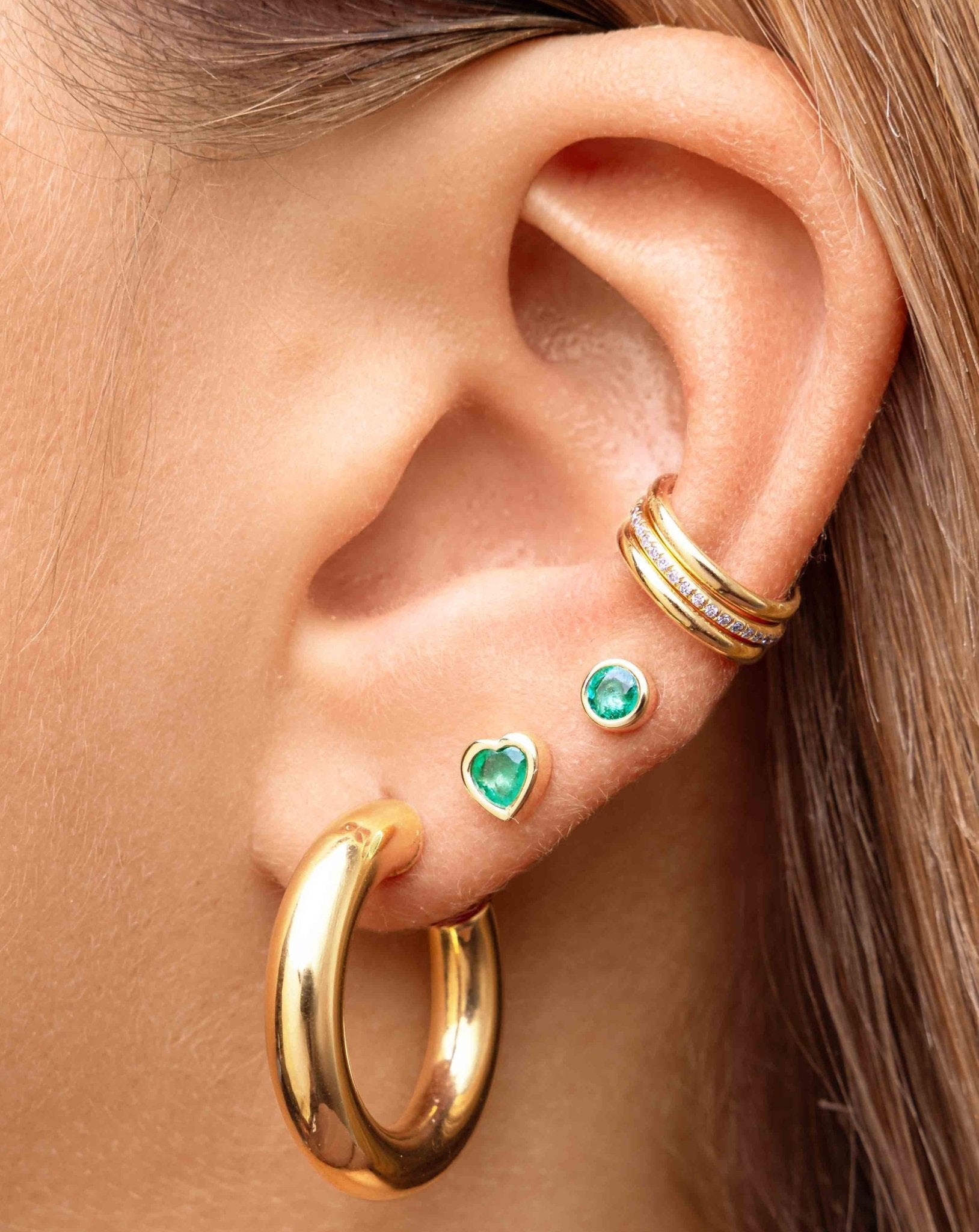 Mini Gemstone Bezel Heart Studs - Sparkle Society